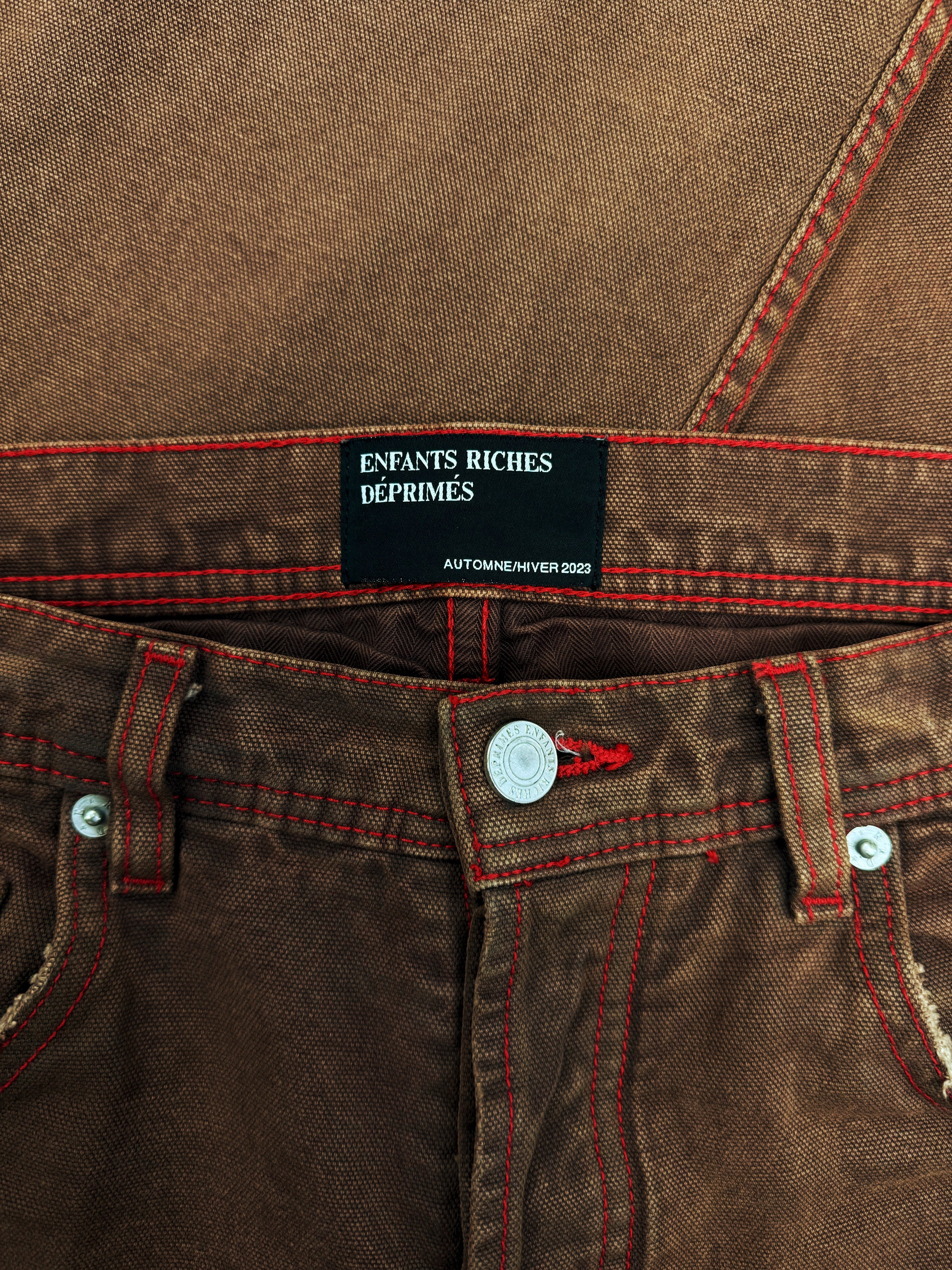 AW23 Enfants Riches Deprimes ‘Psychic Youth’ Contrast Stitch Brown Denim
