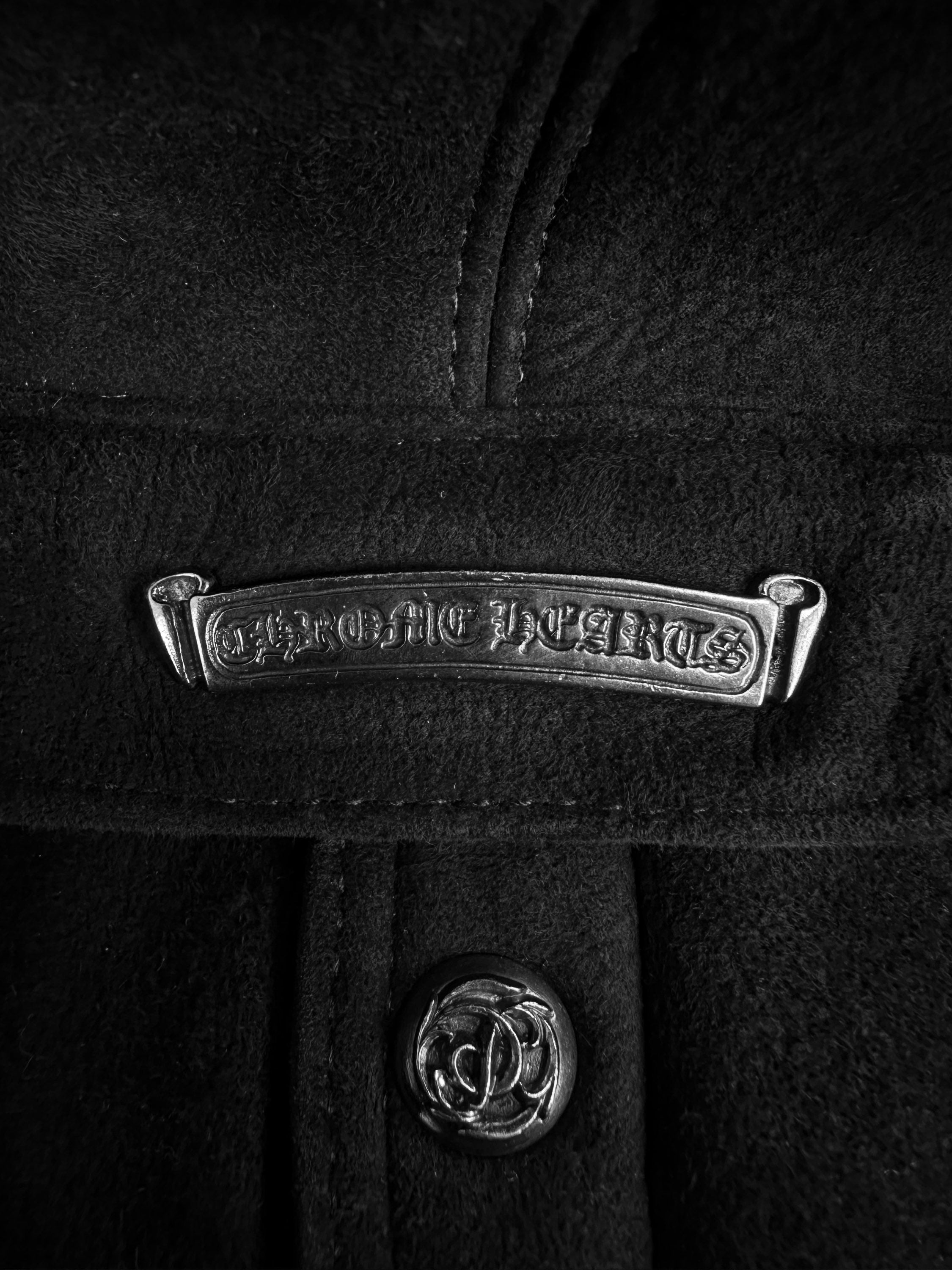 Chrome Hearts ‘Claw’ Button Suede Fleur Shearling Lined Jacket