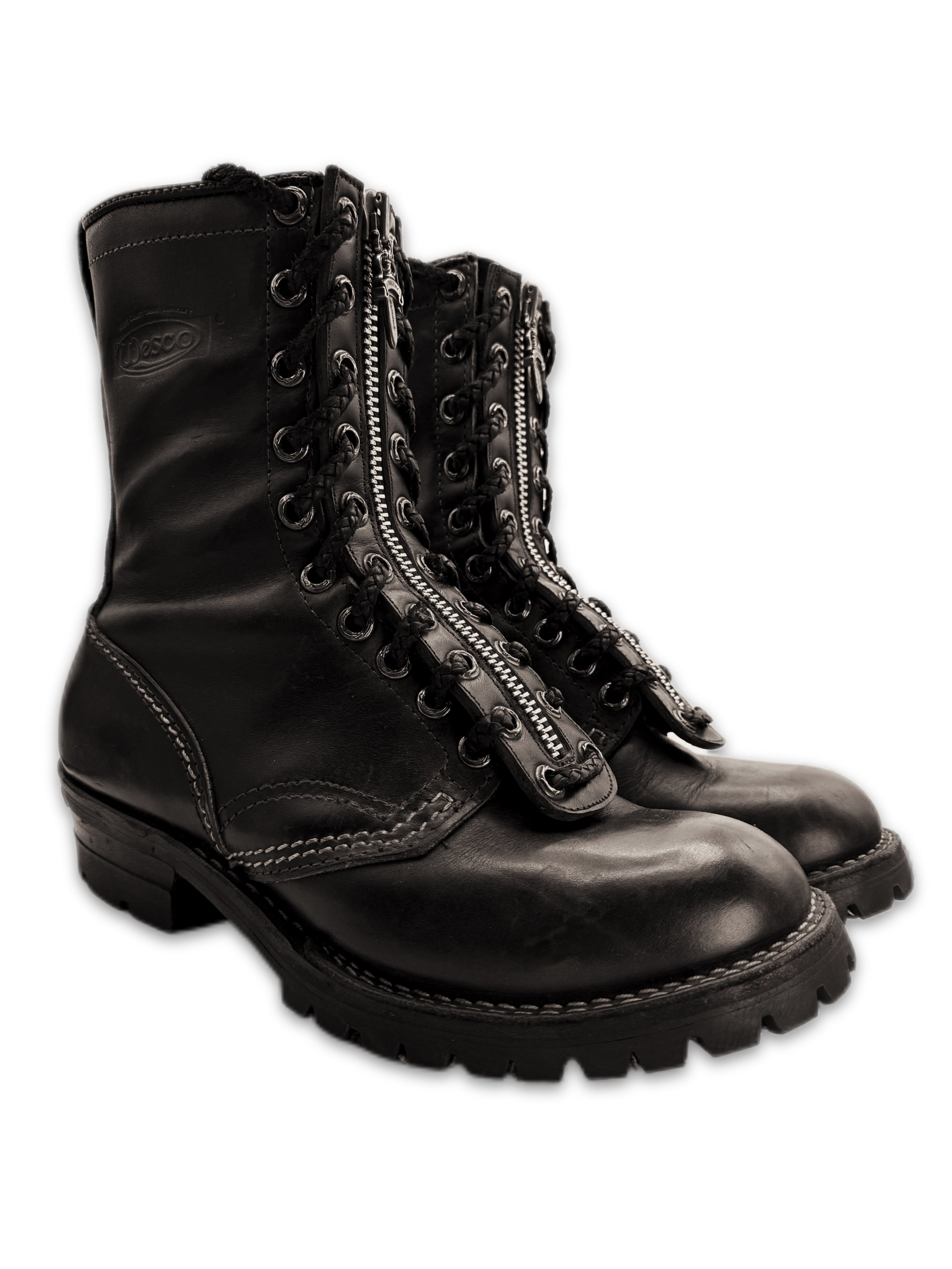 Chrome Hearts x Wesco Front Dagger Zip Leather Fireman Boots
