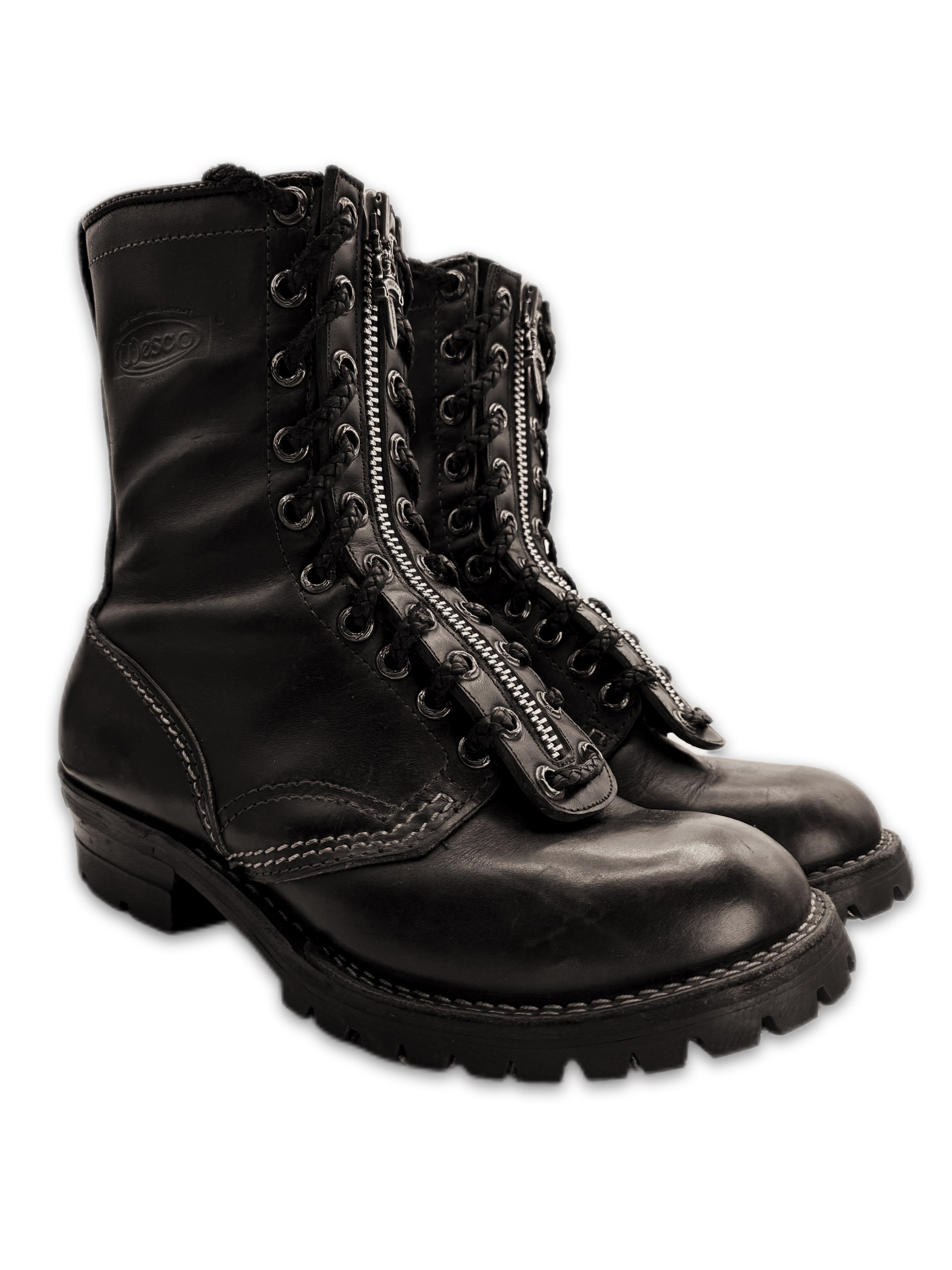 Chrome Hearts x Wesco Front Dagger Zip Leather Fireman Boots
