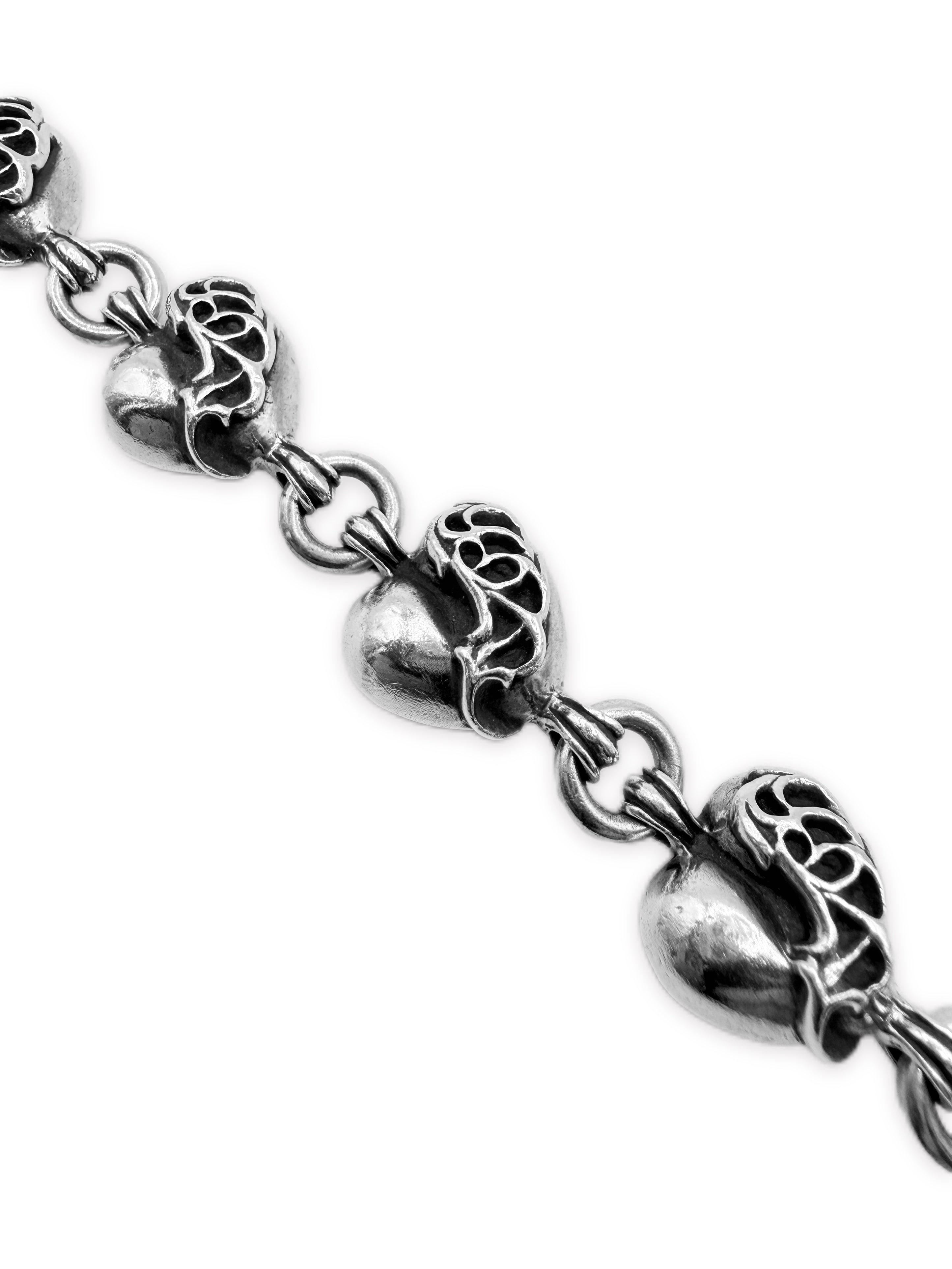 Chrome Hearts ‘Heart’ 8 Link .925 Silver Cut Out Bracelet