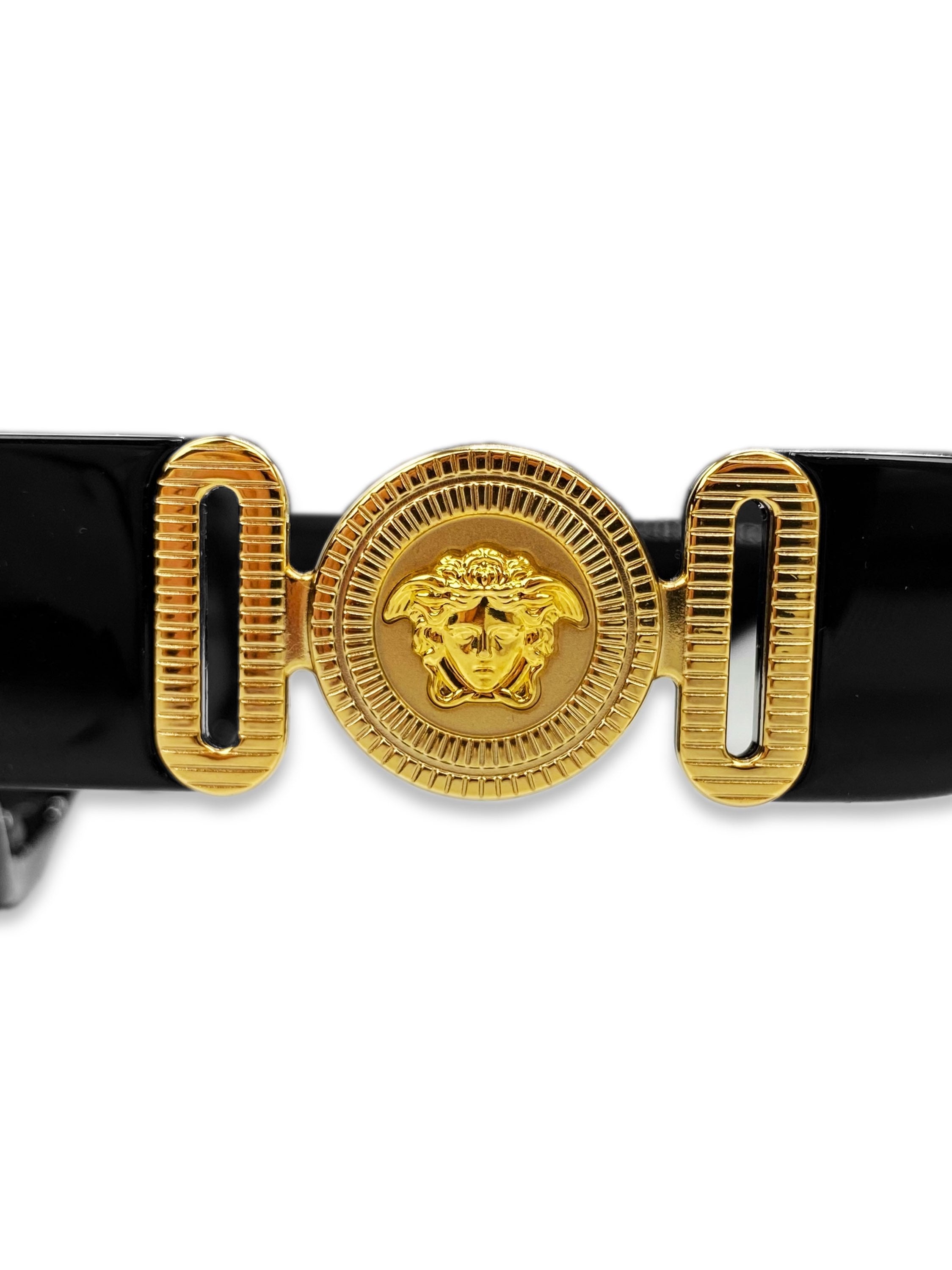 Versace ‘Biggie’ Gold Square Frame Medusa Head Sunglasses