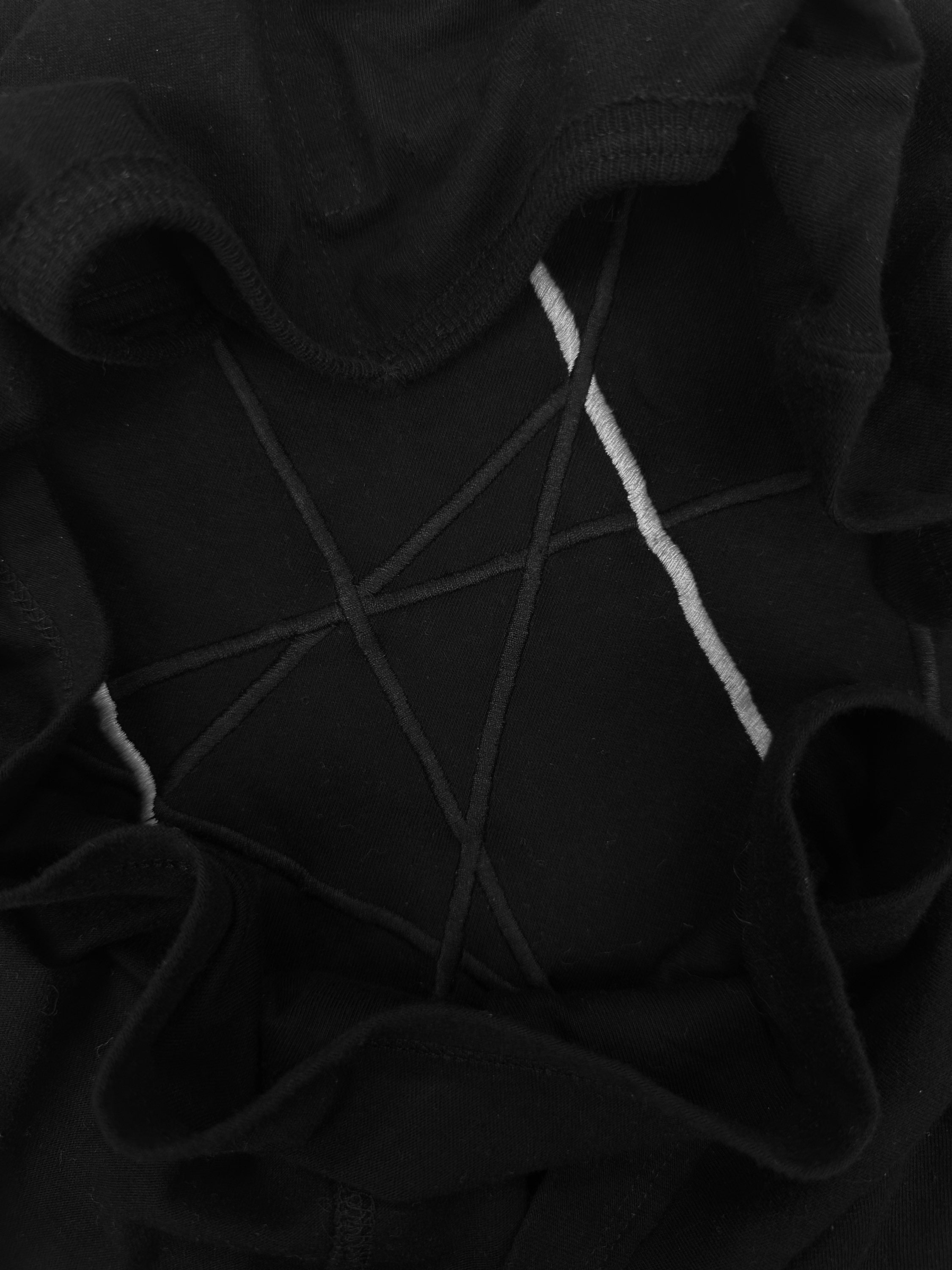 SS19 Rick Owens ‘Babel’ Black Embroidered Geometric Tank Top