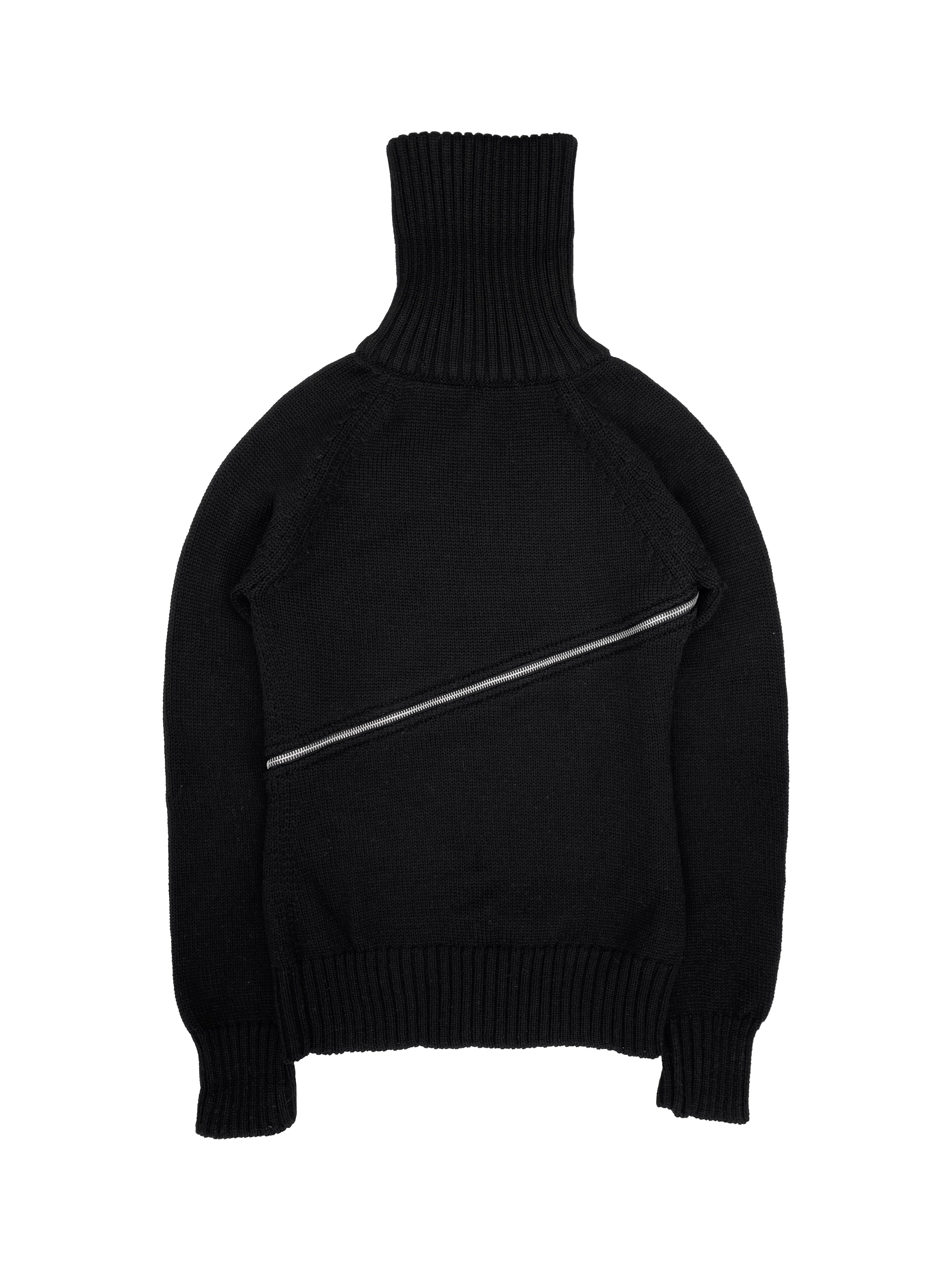 AW03 Dolce &amp; Gabbana Spiral Zip Heavy Weave Knitted Turtleneck