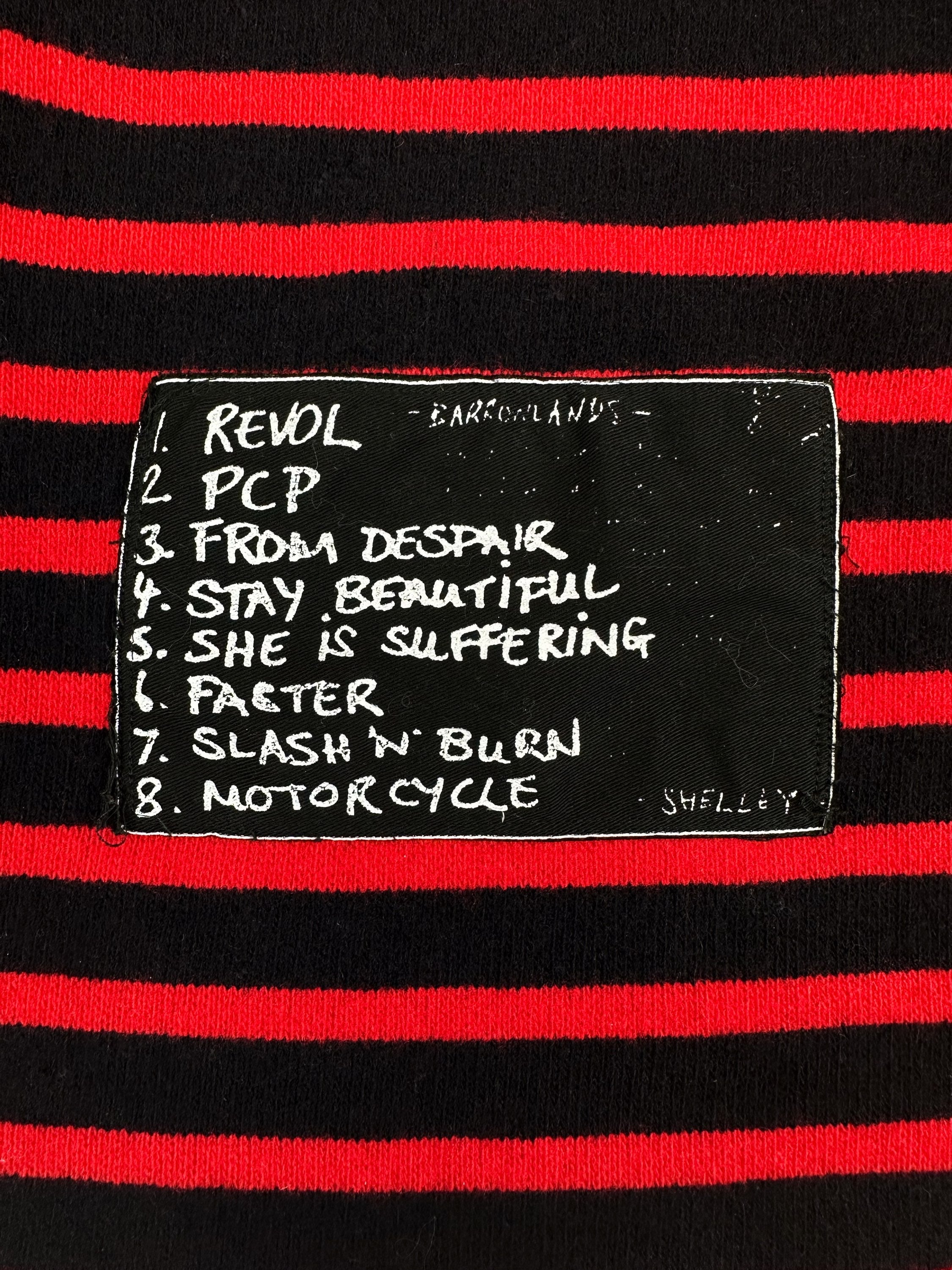 AW01 Raf Simons ‘Riot, Riot, Riot’ Patch Striped Turtleneck Sweater