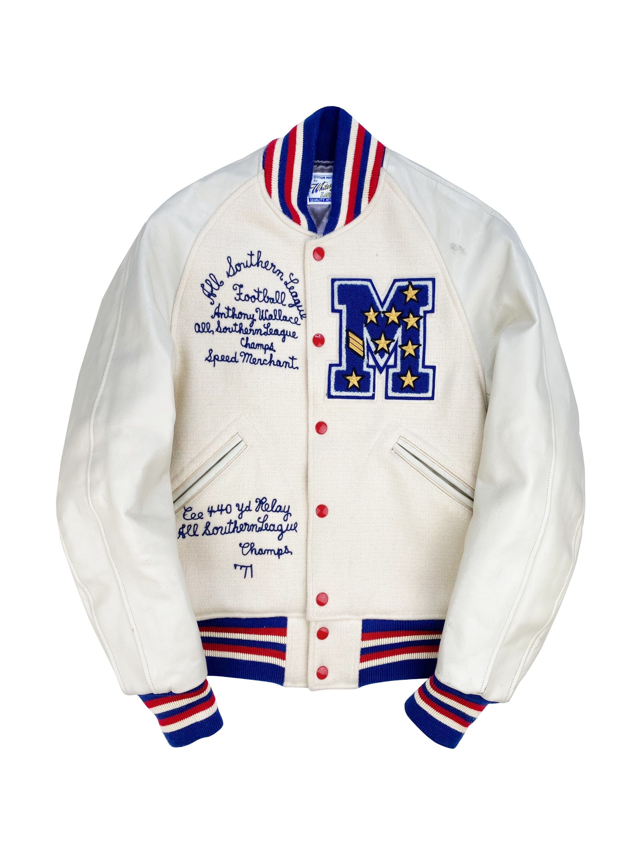 1971 Whitesville ‘Speed Merchant’ Embroidered Leather Varsity Jacket