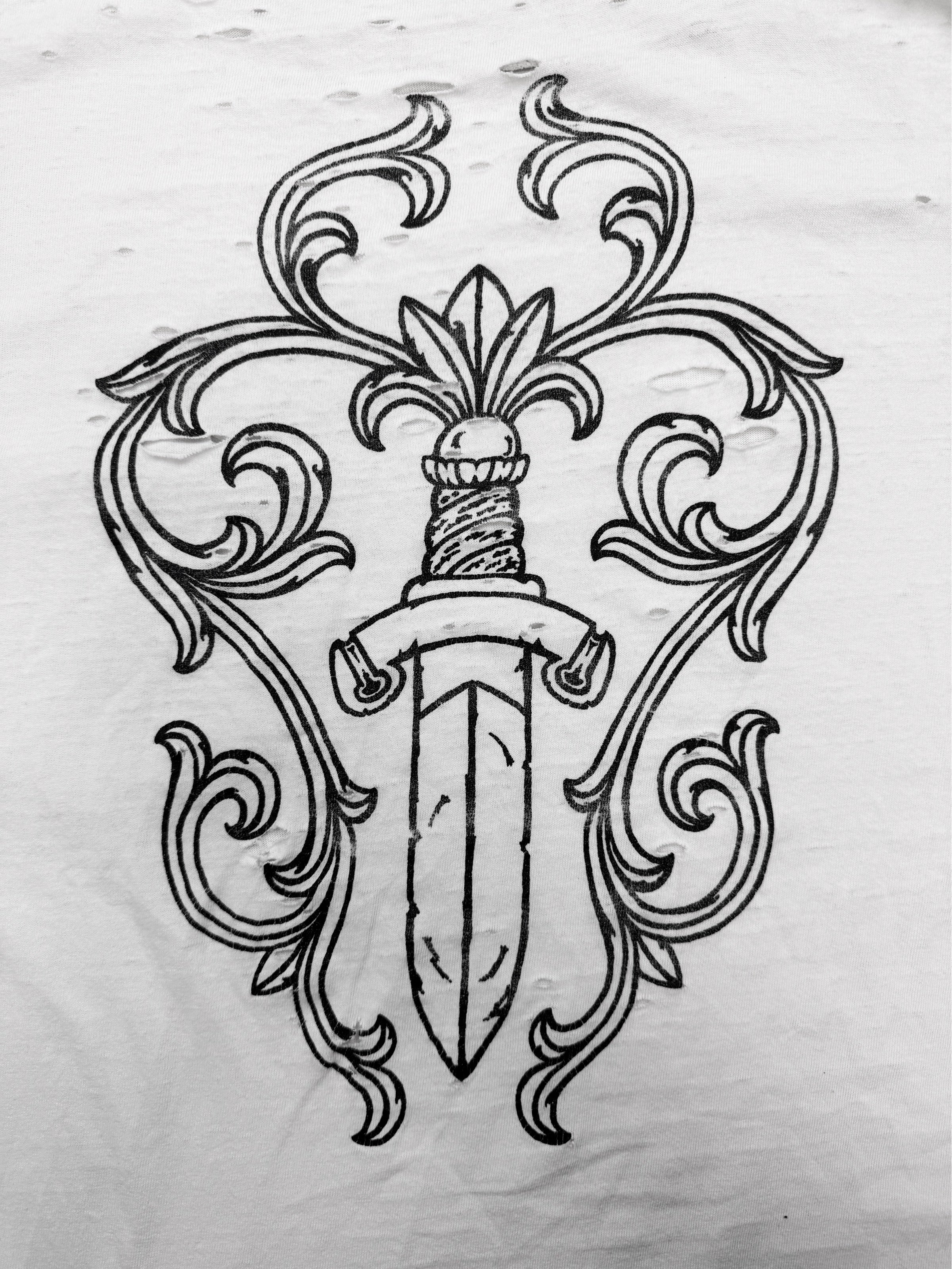 Chrome Hearts Maxfield Exclusive Thrashed Dagger Pocket T-Shirt
