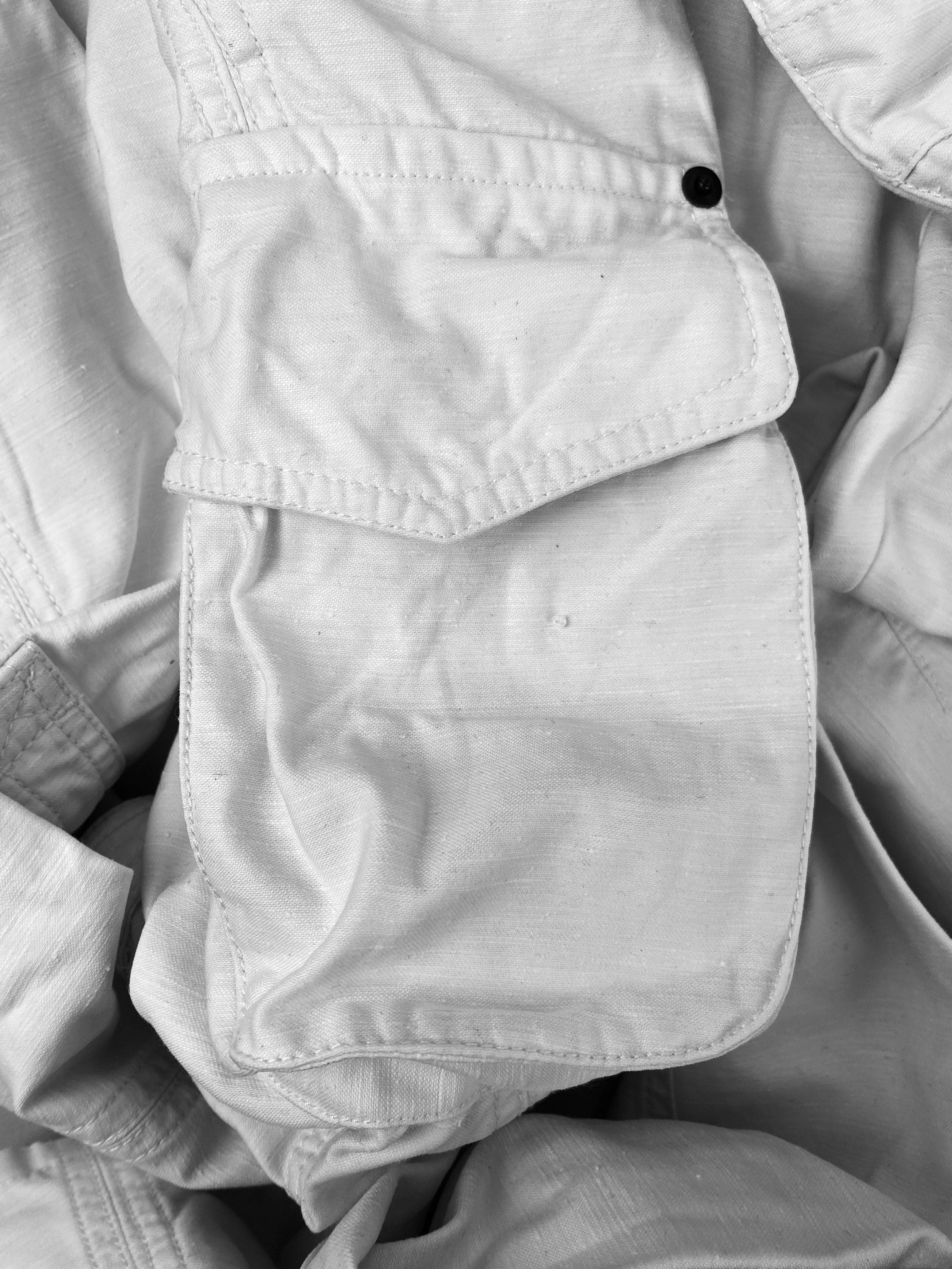00s Tete Homme White Multi Pocket Wide Cut Cargo Pants