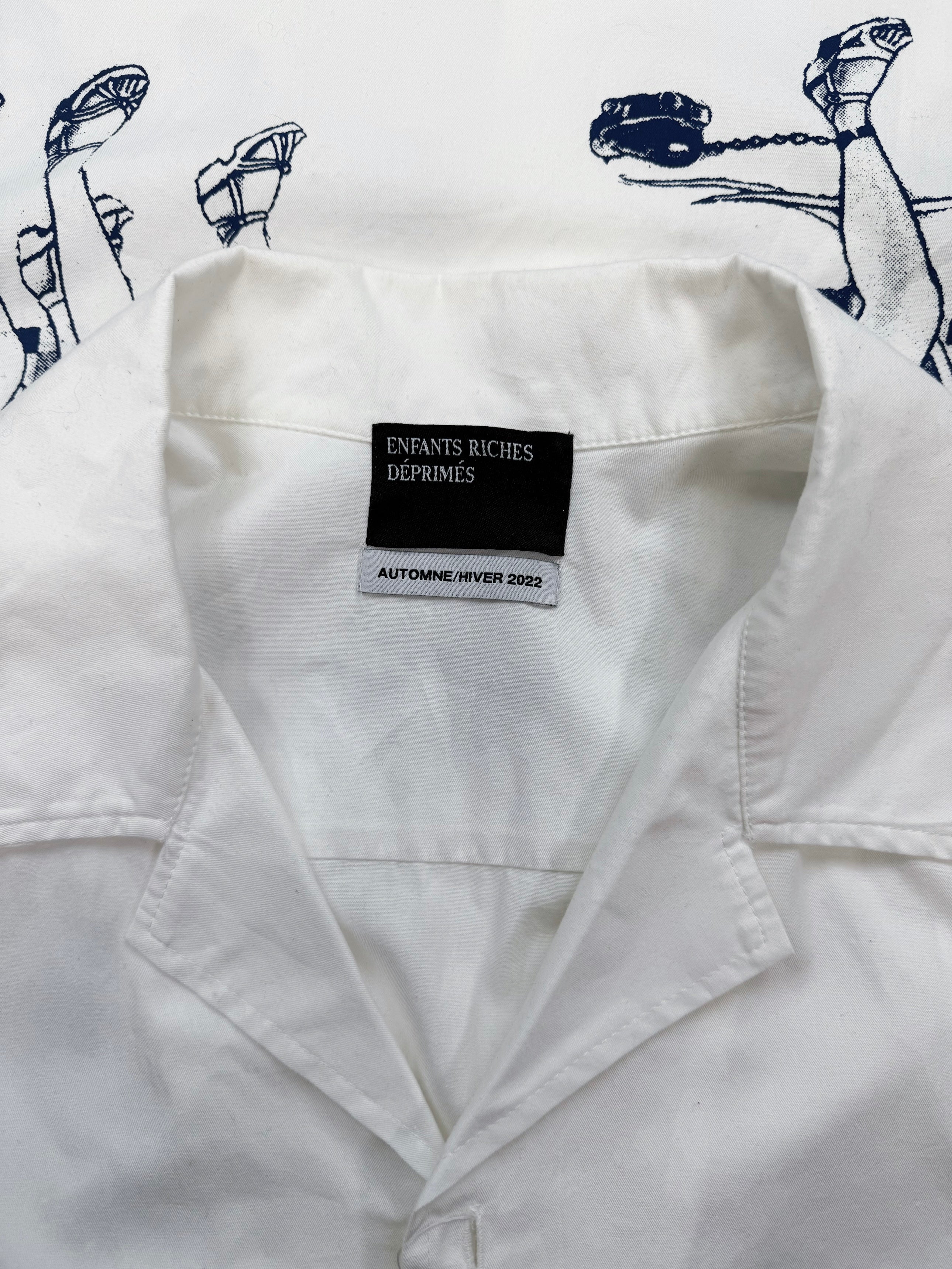 Enfants Riches Deprimes ‘Roller Derby’ White Camp Collar Shirt