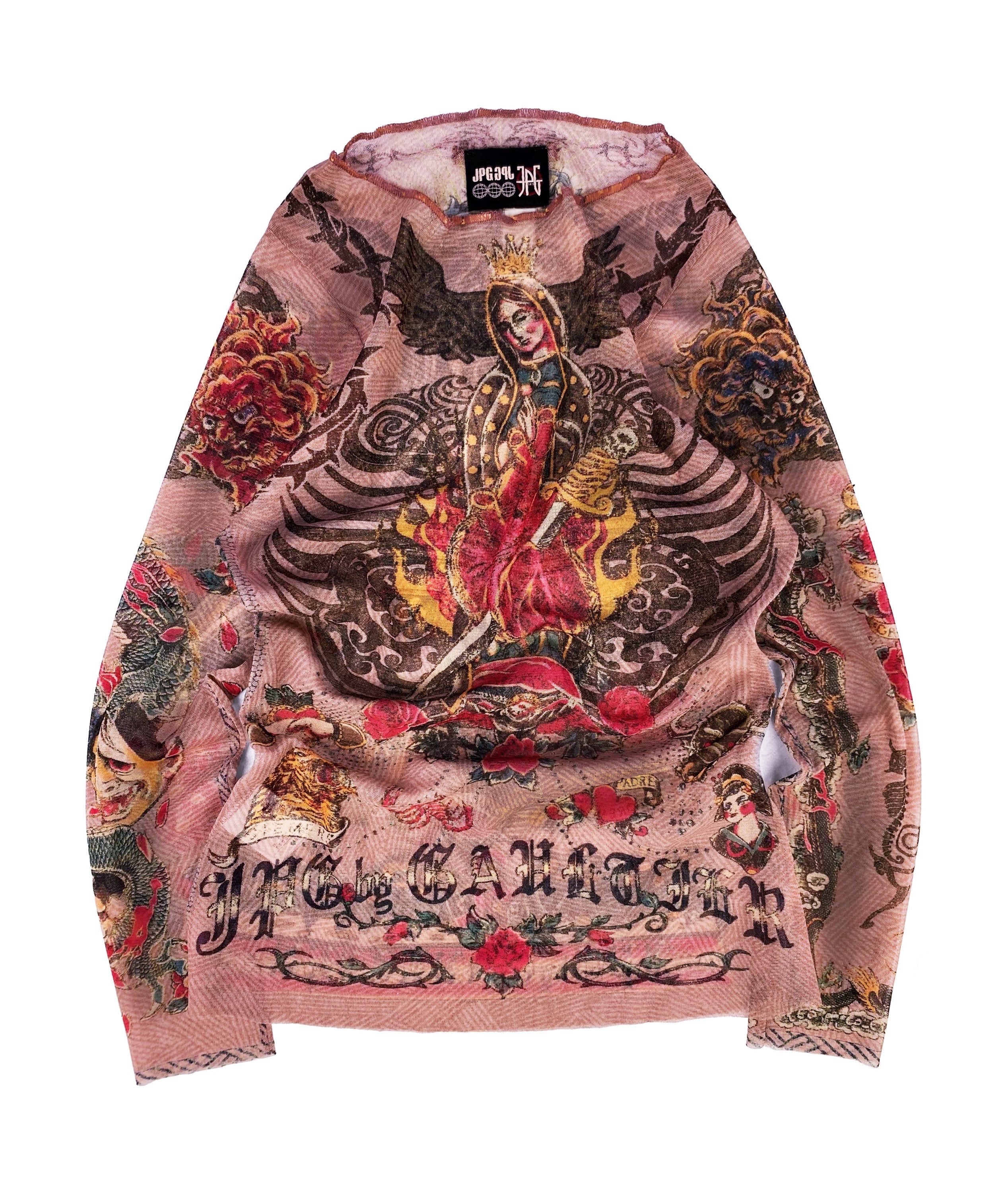 SS04 Jean Paul Gaultier ‘Jesus & The Virgin Mary’ Mesh Tattoo Longsleeve