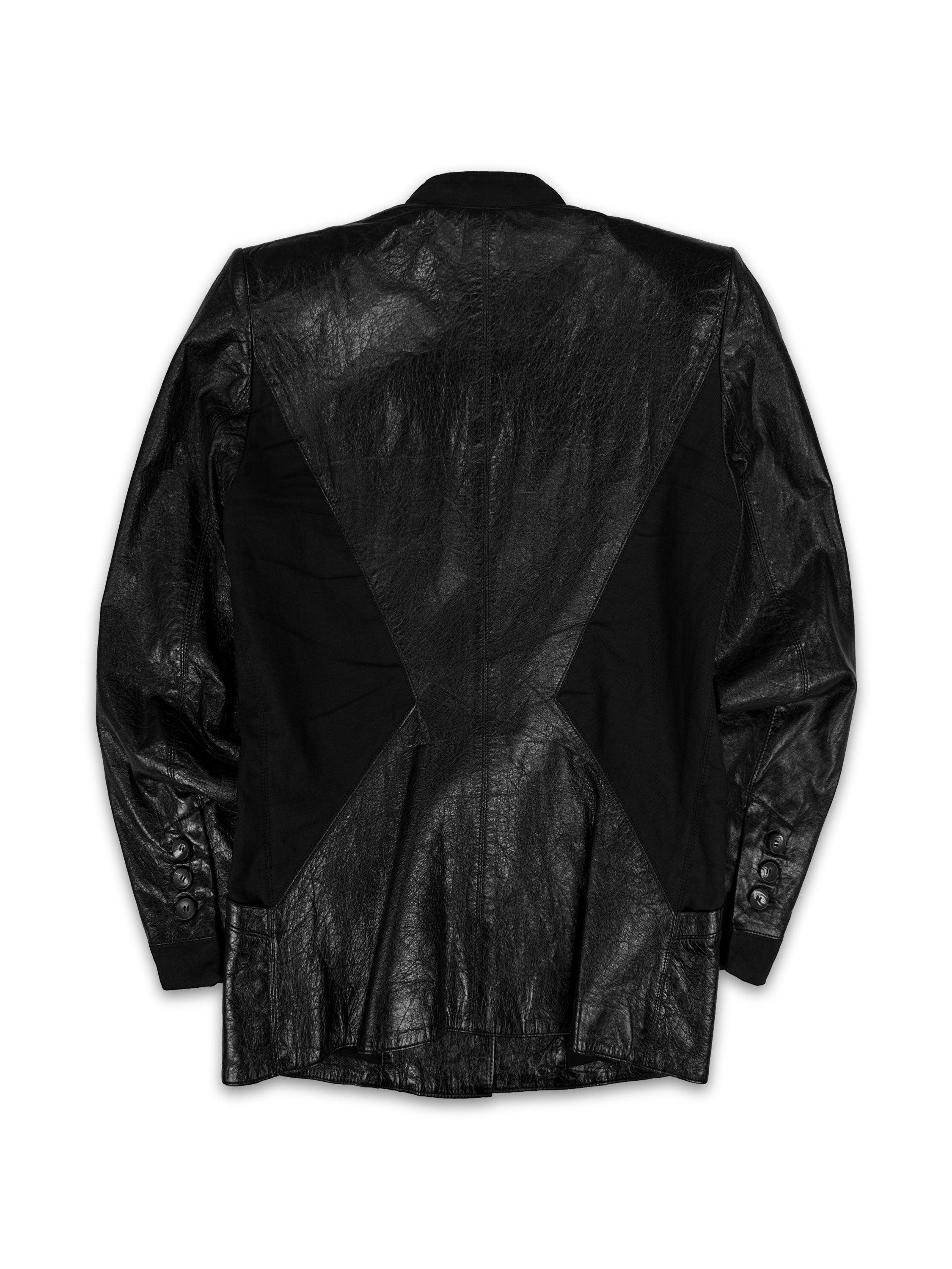 Helmut Lang Black Leather Double Breasted Suit Jacket