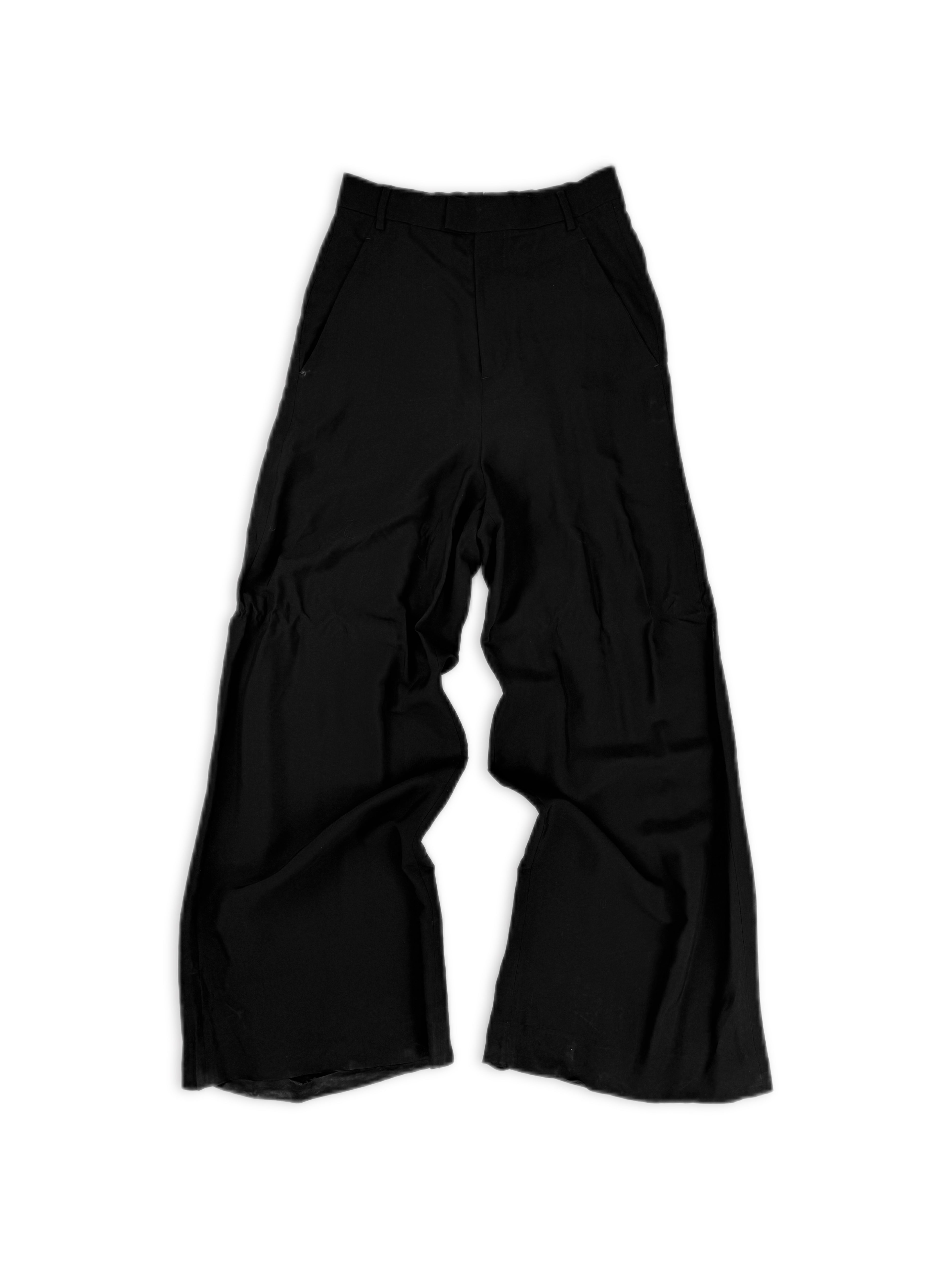 AW25 Ann Demeulemeester Black High Waisted Wide Cut Baggy Trousers Pants