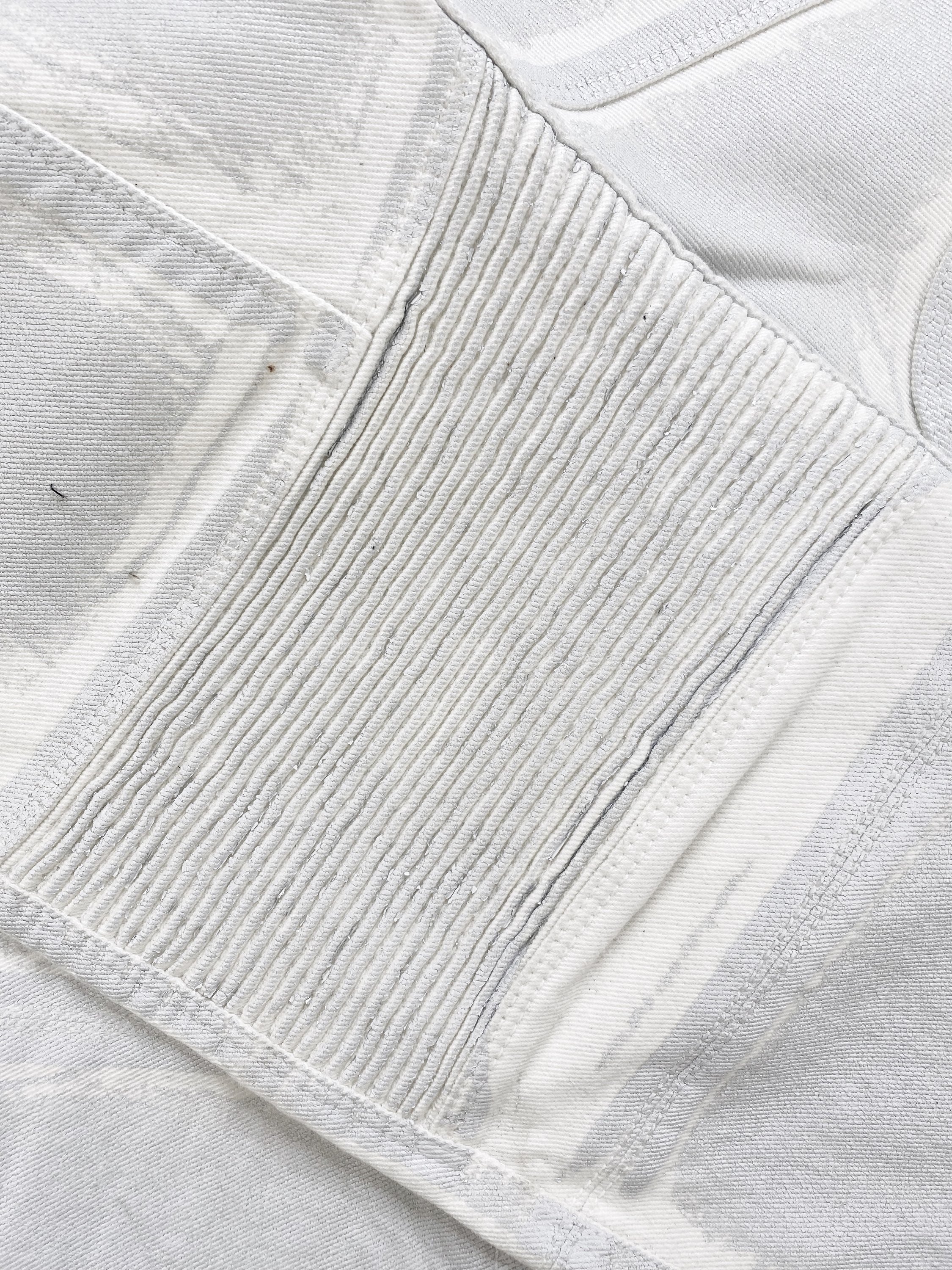 00’s Gucci by Tom Ford Ribbed White Waxed Biker Denim