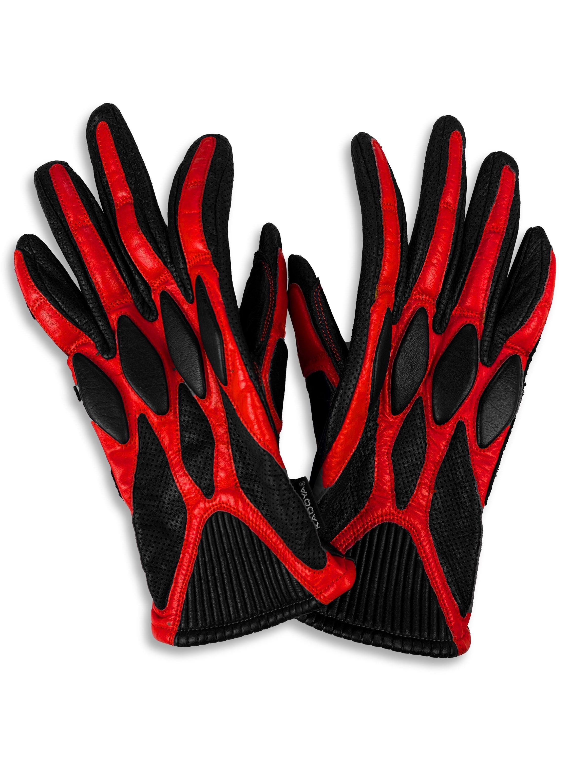 90s Kadoya ‘Cybernation’ Padded PVC Leather Biker Gloves