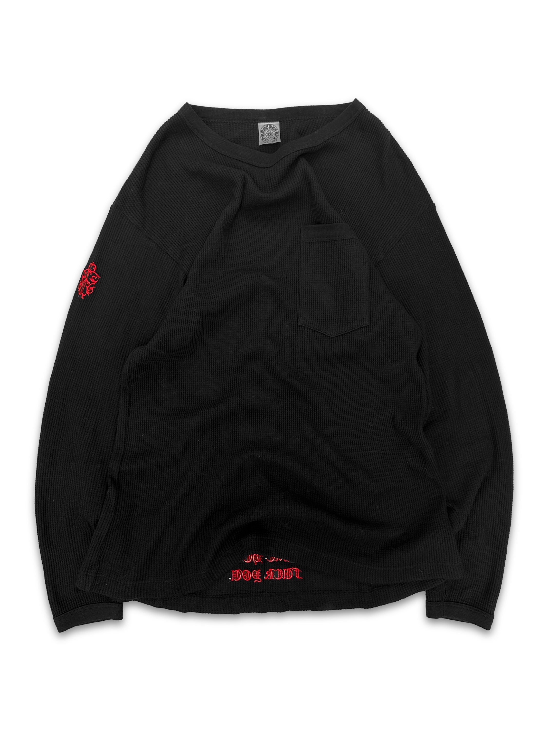 90s Chrome Hearts ‘Fuck You’ Embroidered Dagger Waffle Long Sleeve