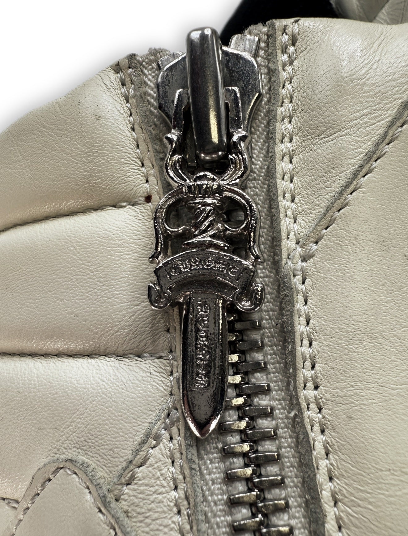 Chrome Hearts x Rick Owens Rhodium White Leather Dagger Geobaskets