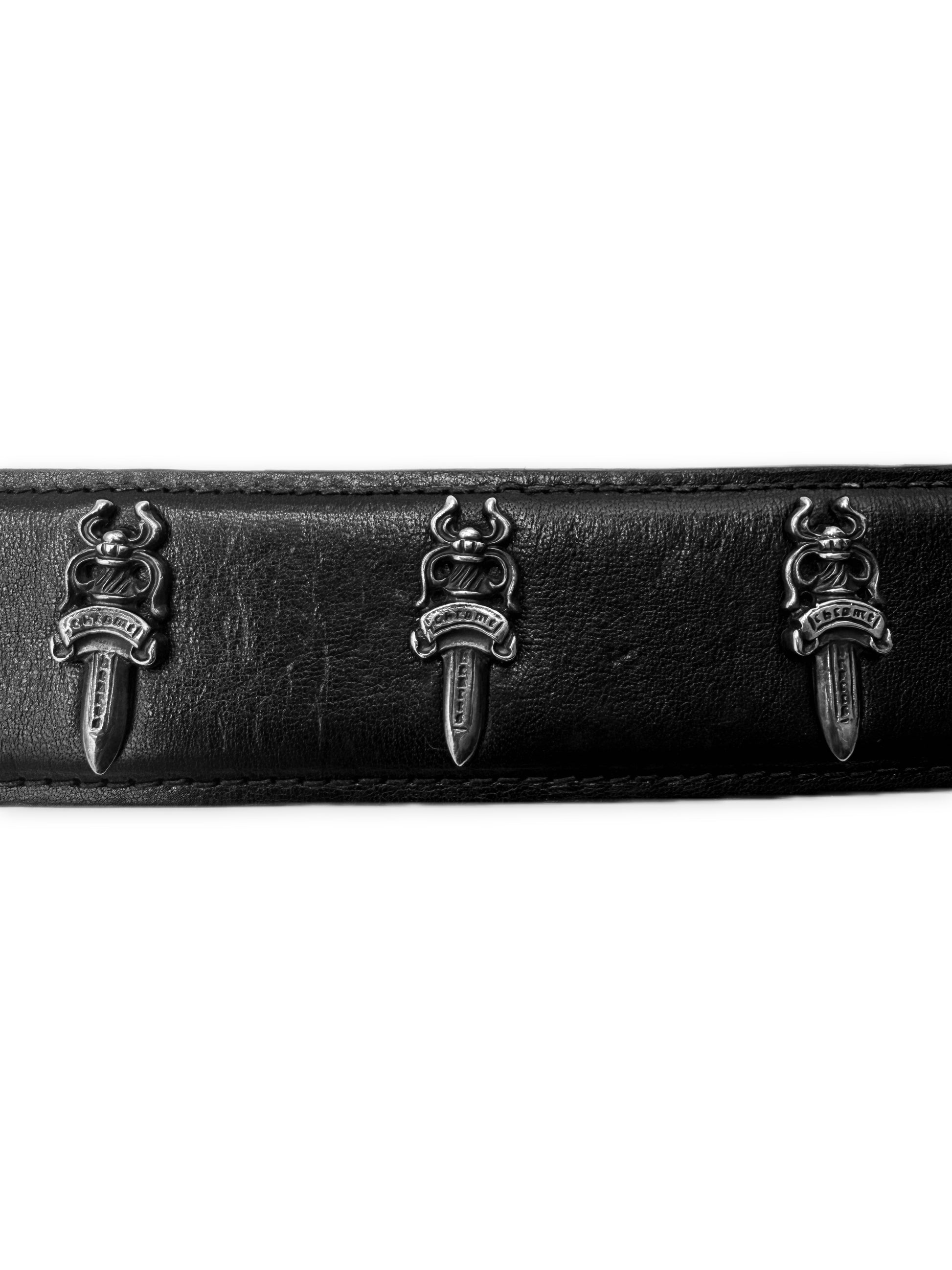 Chrome Hearts Loaded Dagger Pendant .925 Silver Heavy Leather Belt Strap