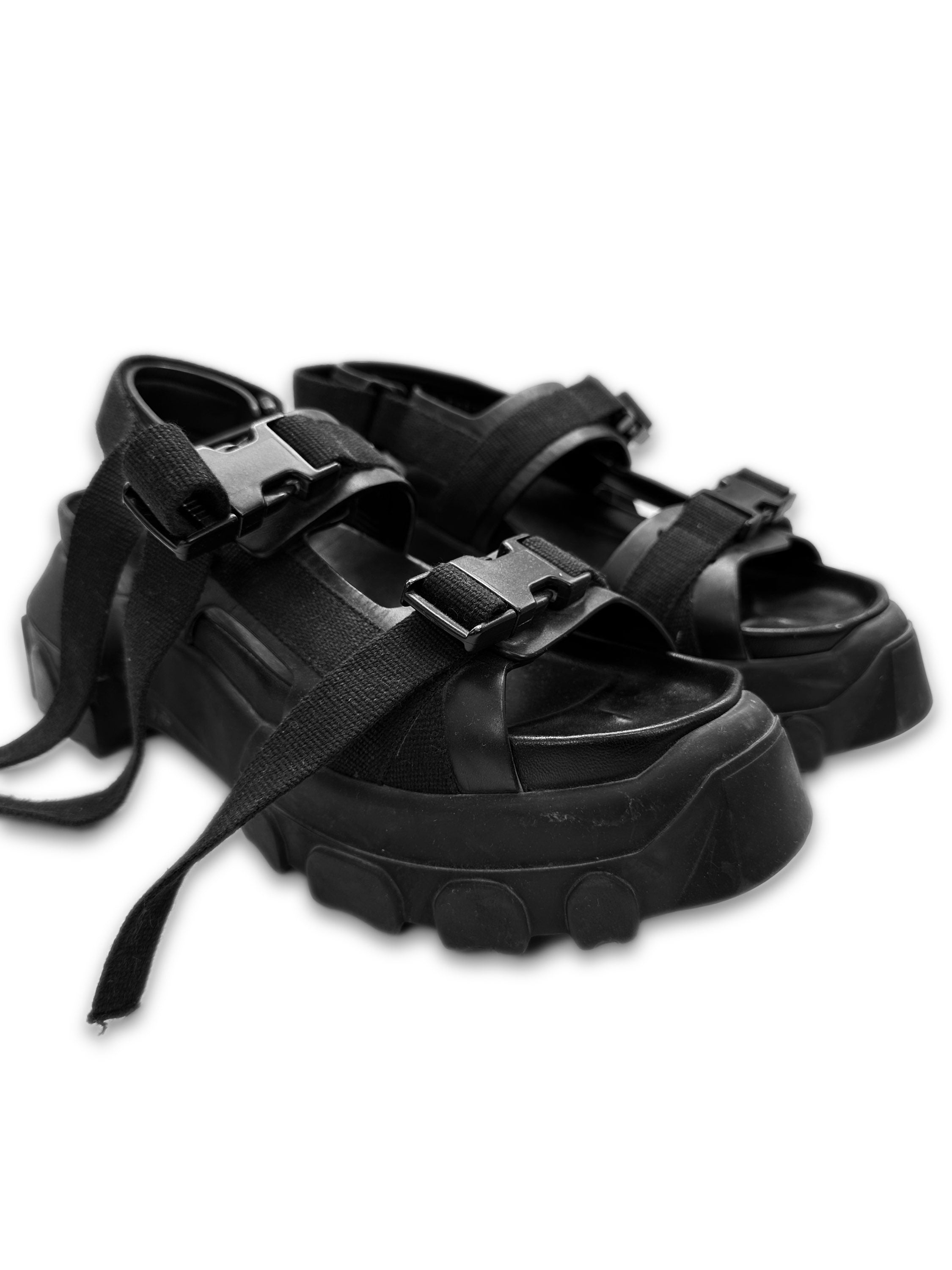 Rick Owens Black Platform ‘Tractor’ Sole Sandals
