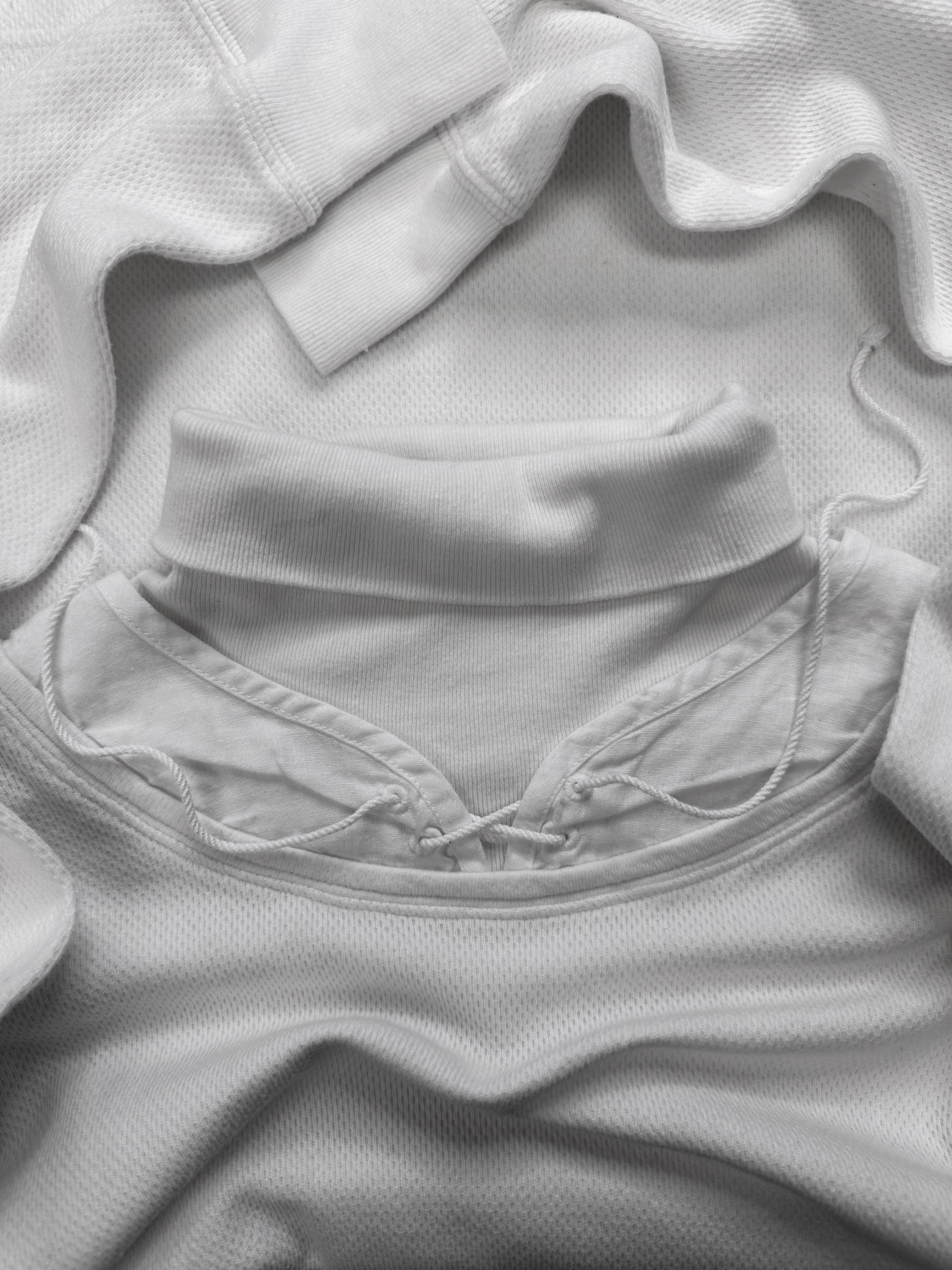 Kapital White Waffle Long Sleeve Turtleneck Sweater