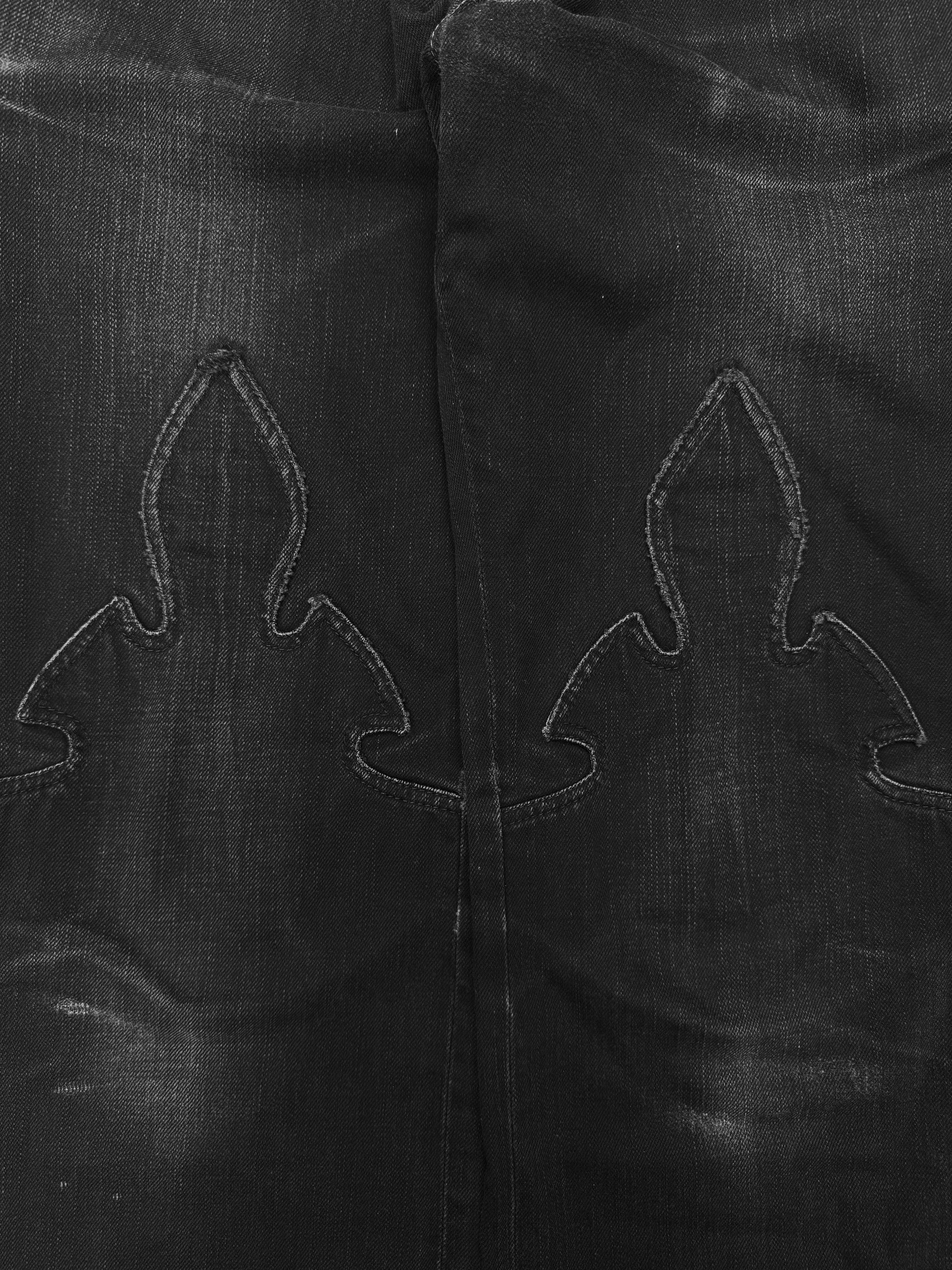 Chrome Hearts Washed Fleur Knee .925 Silver Faded Boot Cut Denim
