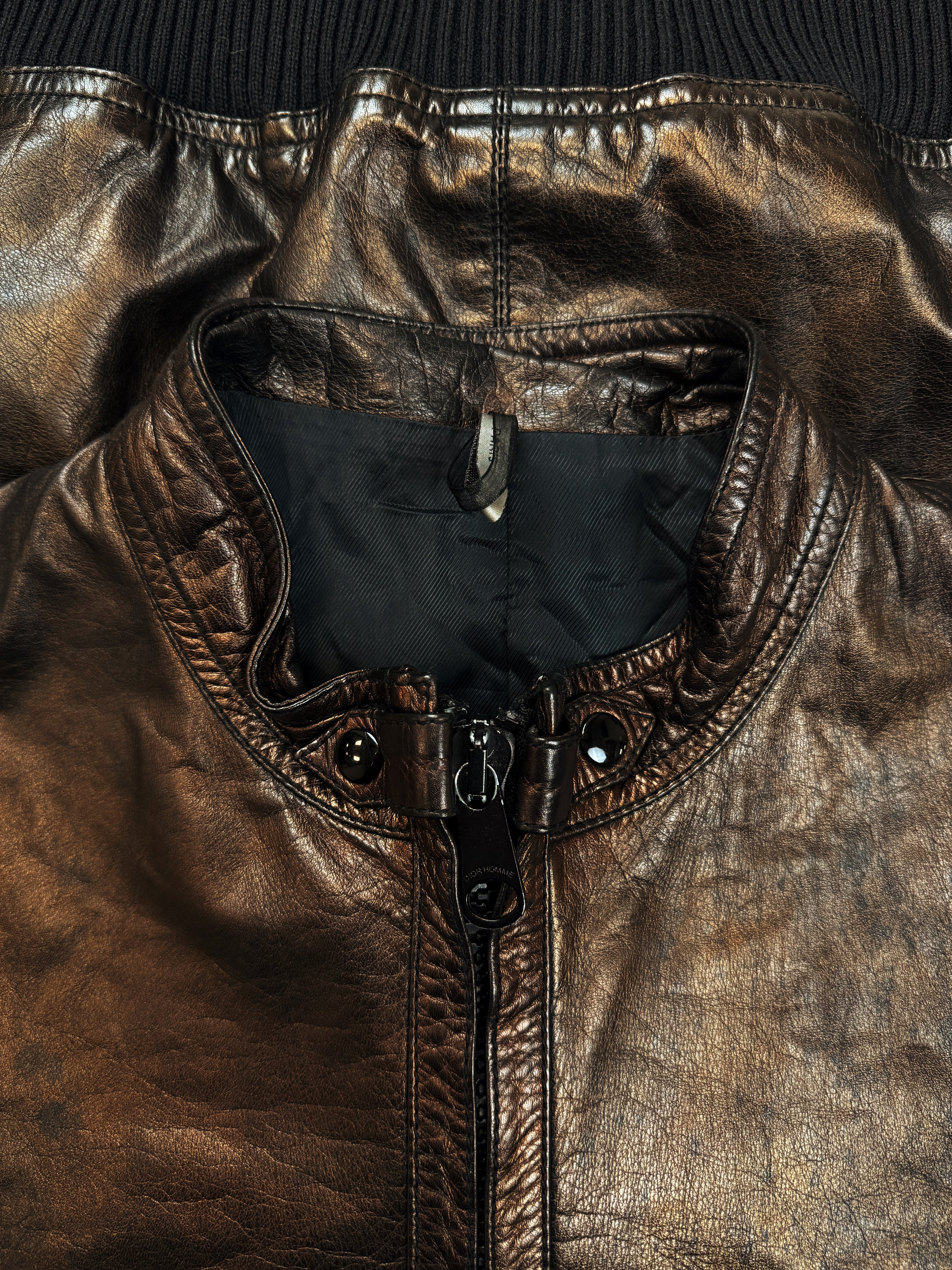 SS09 Dior Homme Bronze Leather Multi Zip KVA Leather Jacket