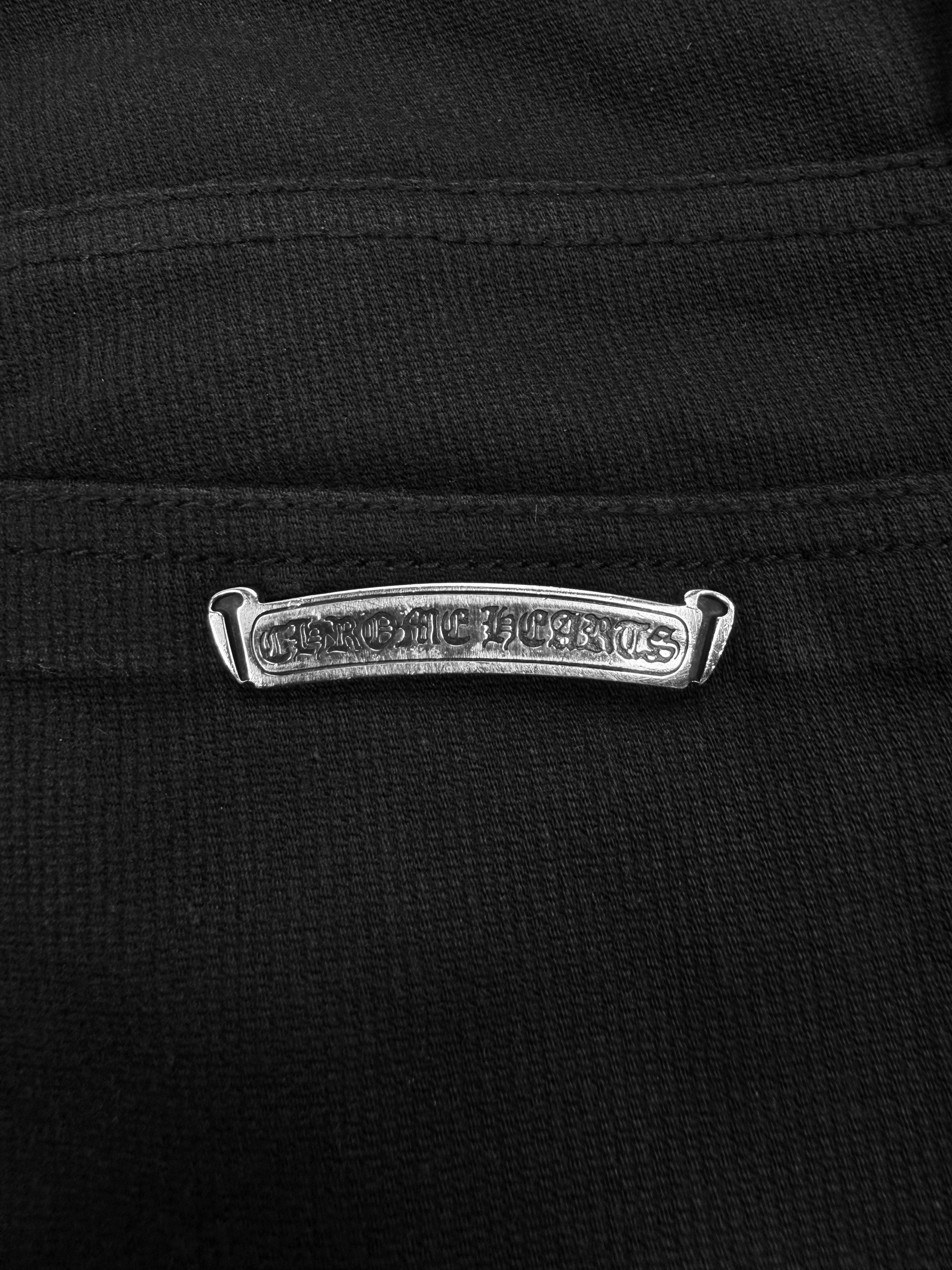 Chrome Hearts Flared 5 Leather Cross Patch Black .925 Silver Denim Jeans