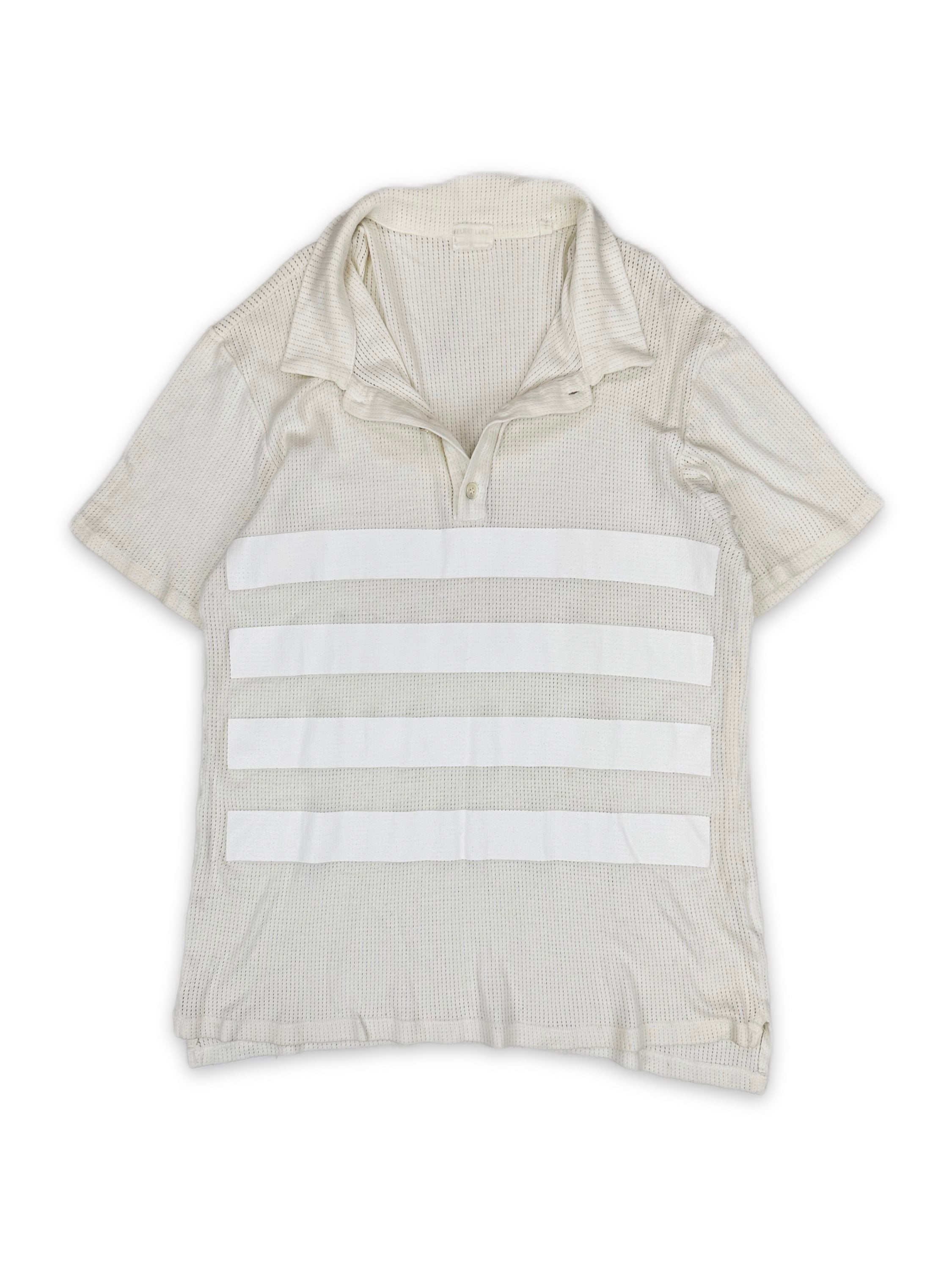 AW98 Helmut Lang ‘Stripe’ Mesh Cream Collared Shirt