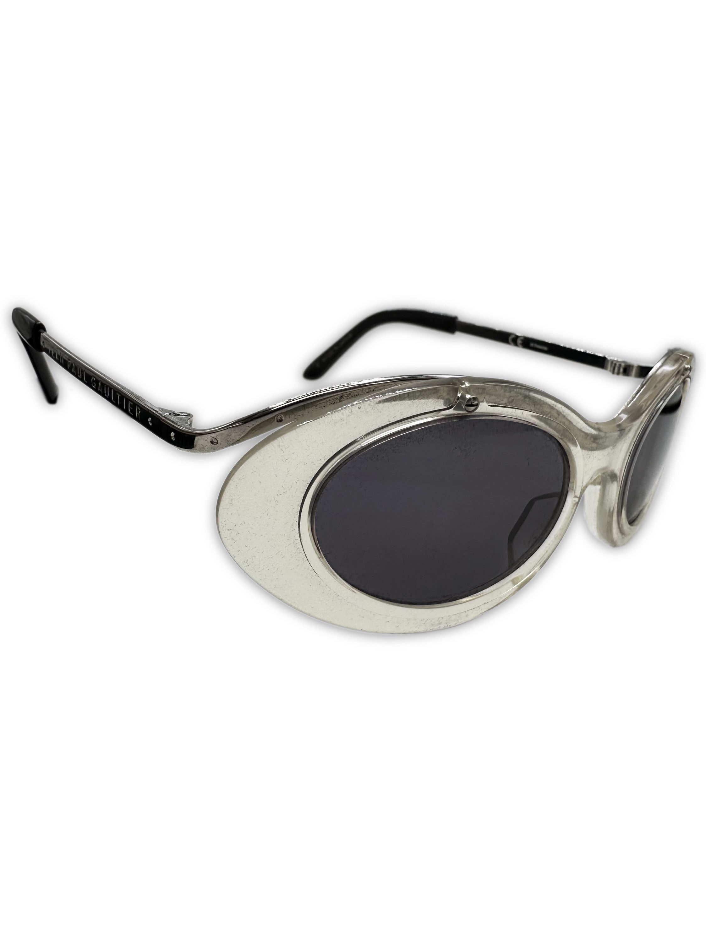 90s Jean Paul Gaultier ‘Steampunk’ Oval Frame Metallic Sunglasses