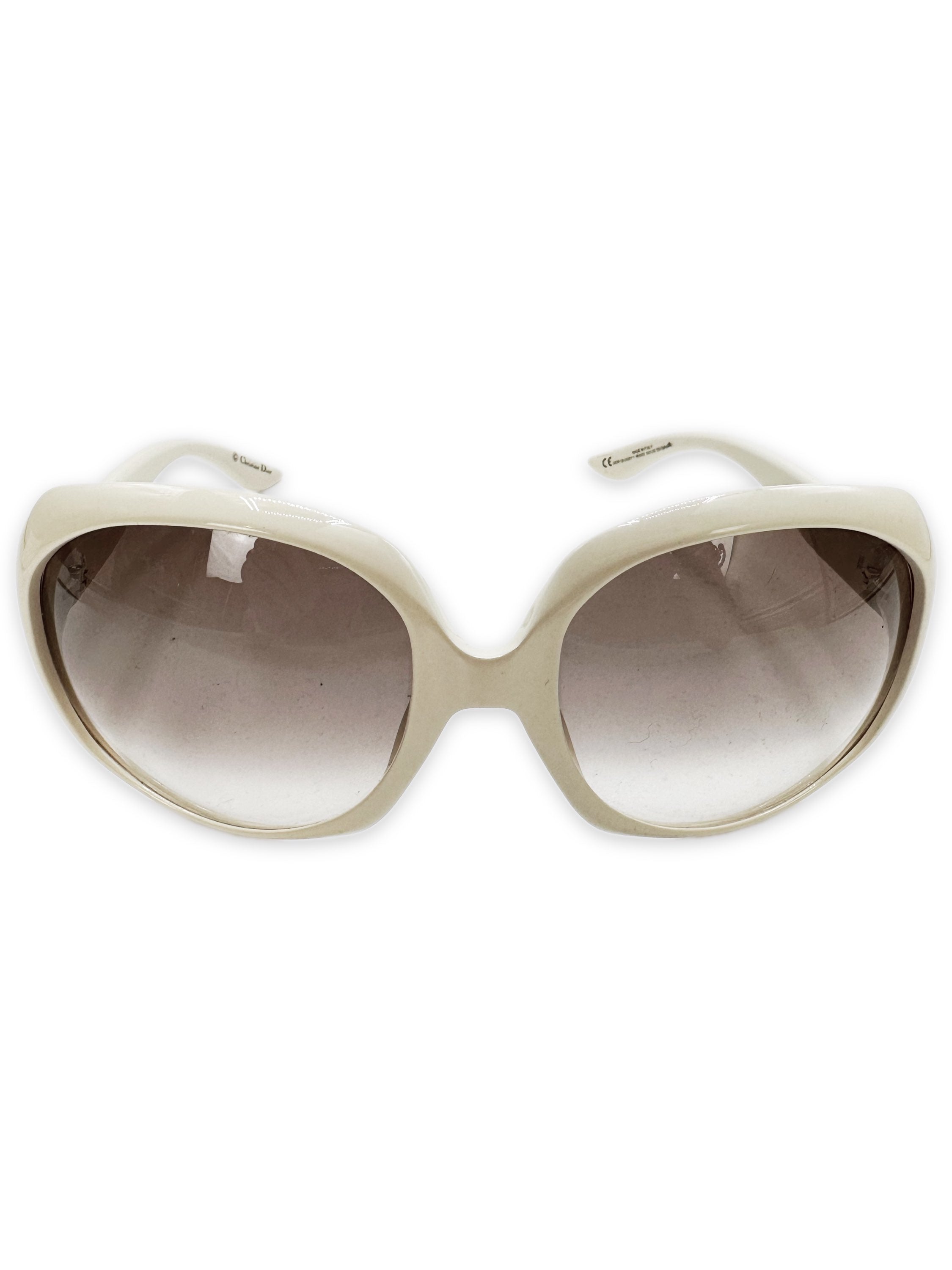 Dior Silver Logo Rounded Frame Gradient Lens Sunglasses
