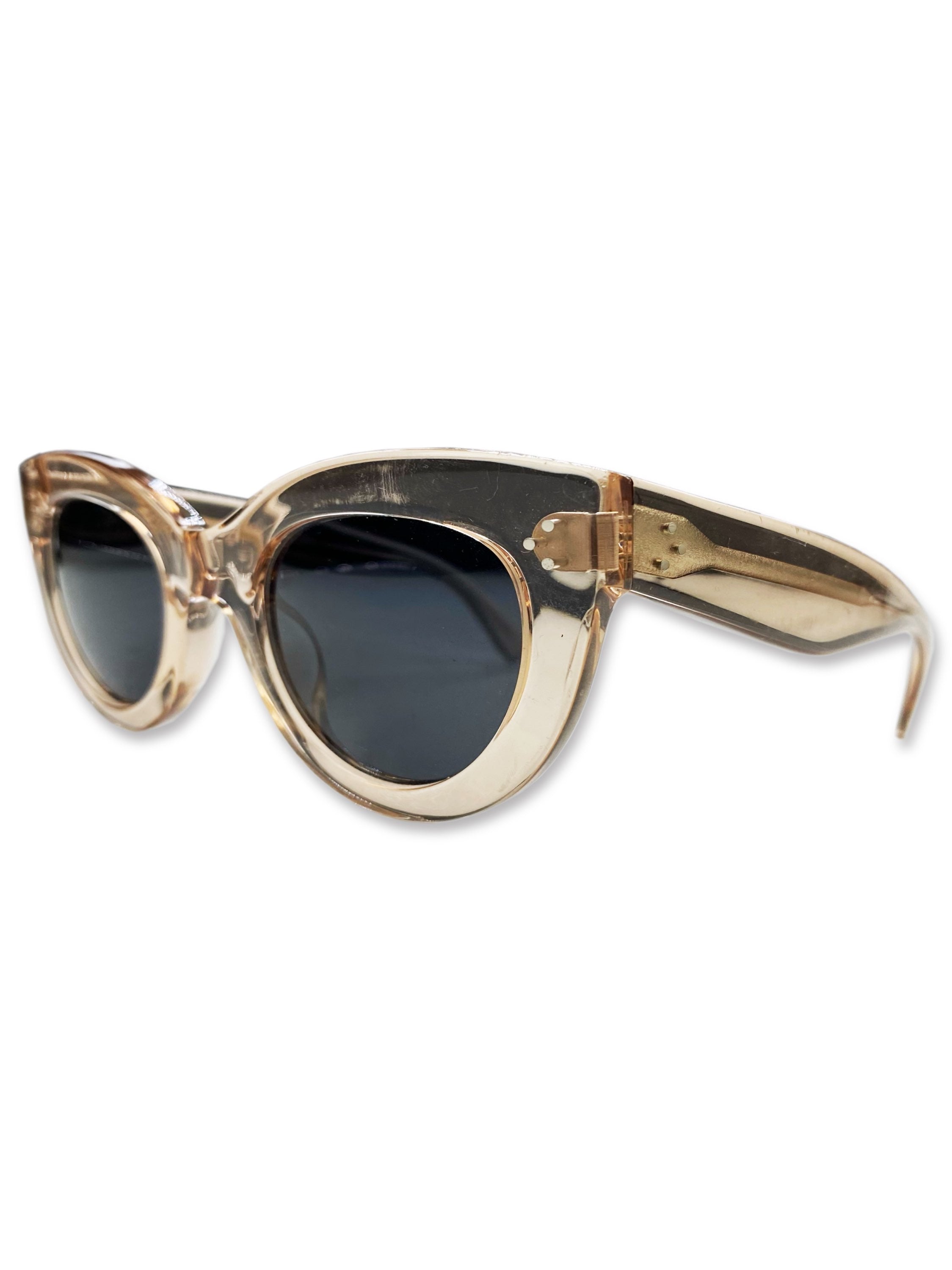 Celine Transparent Rounded Metallic Accent Tinted Sunglasses