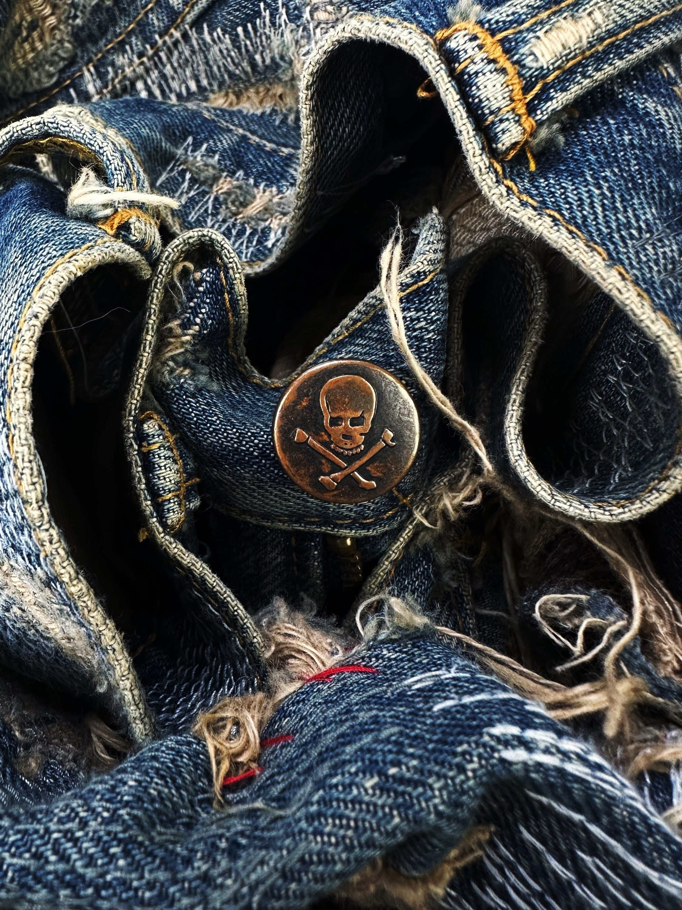 AW05 Undercover 85 Reworked ‘Arts & Crafts’ Distressed Blue Denim