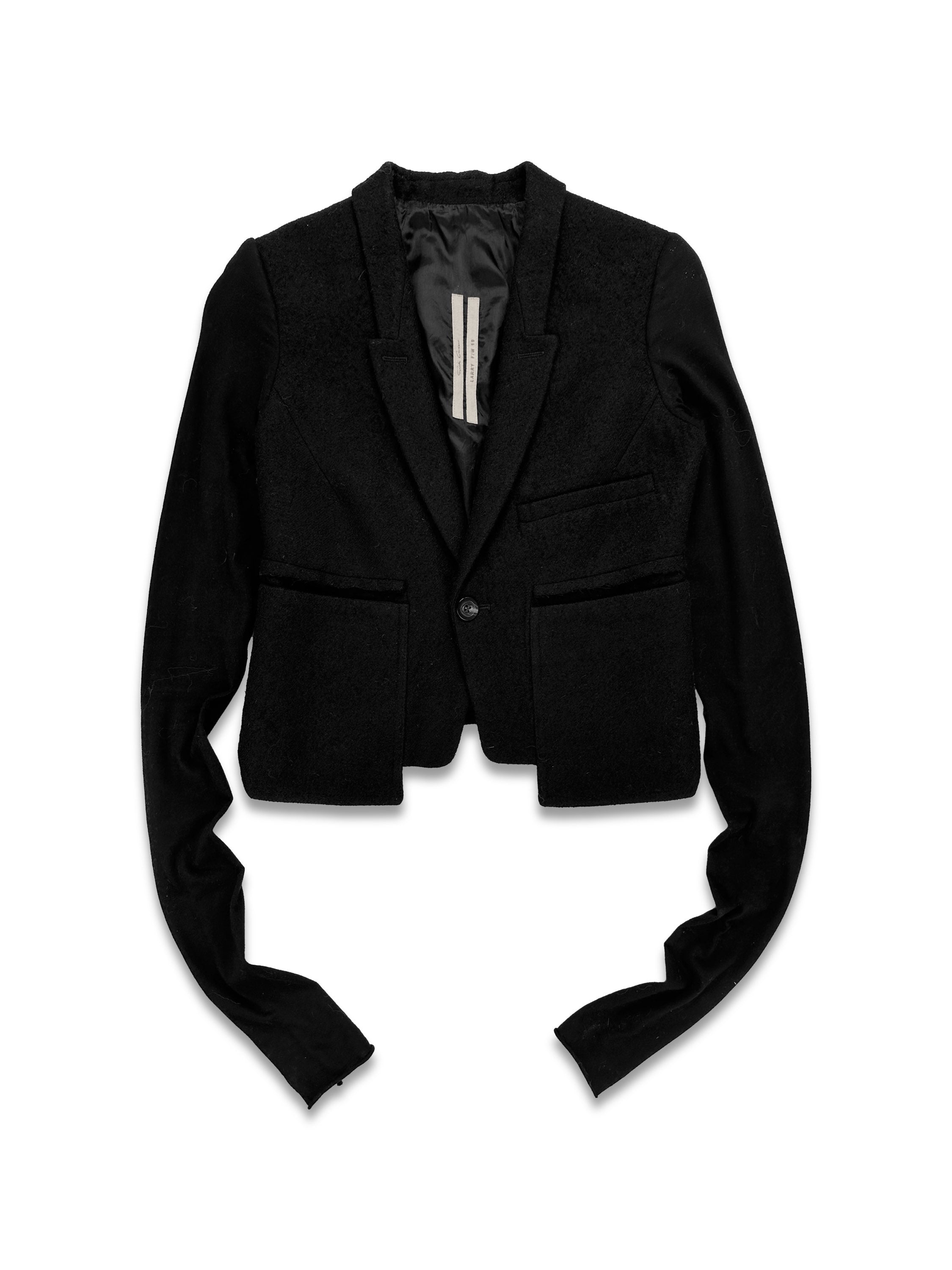 AW17 Rick Owens ‘Larry’ Cropped Wool Blazer Jacket