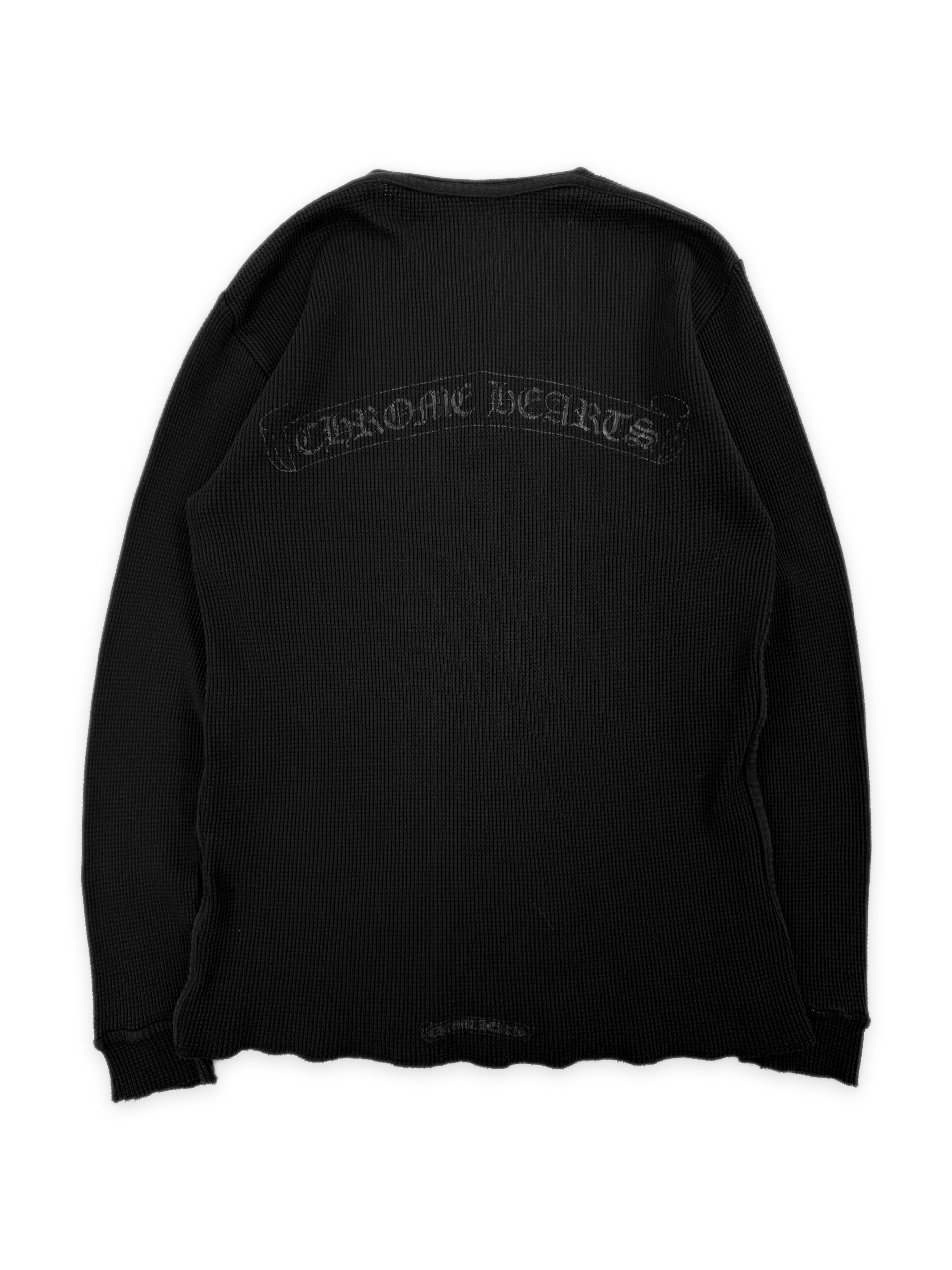 Chrome Hearts Scroll Logo Rhodium Button Thermal Henley Long Sleeve Shirt
