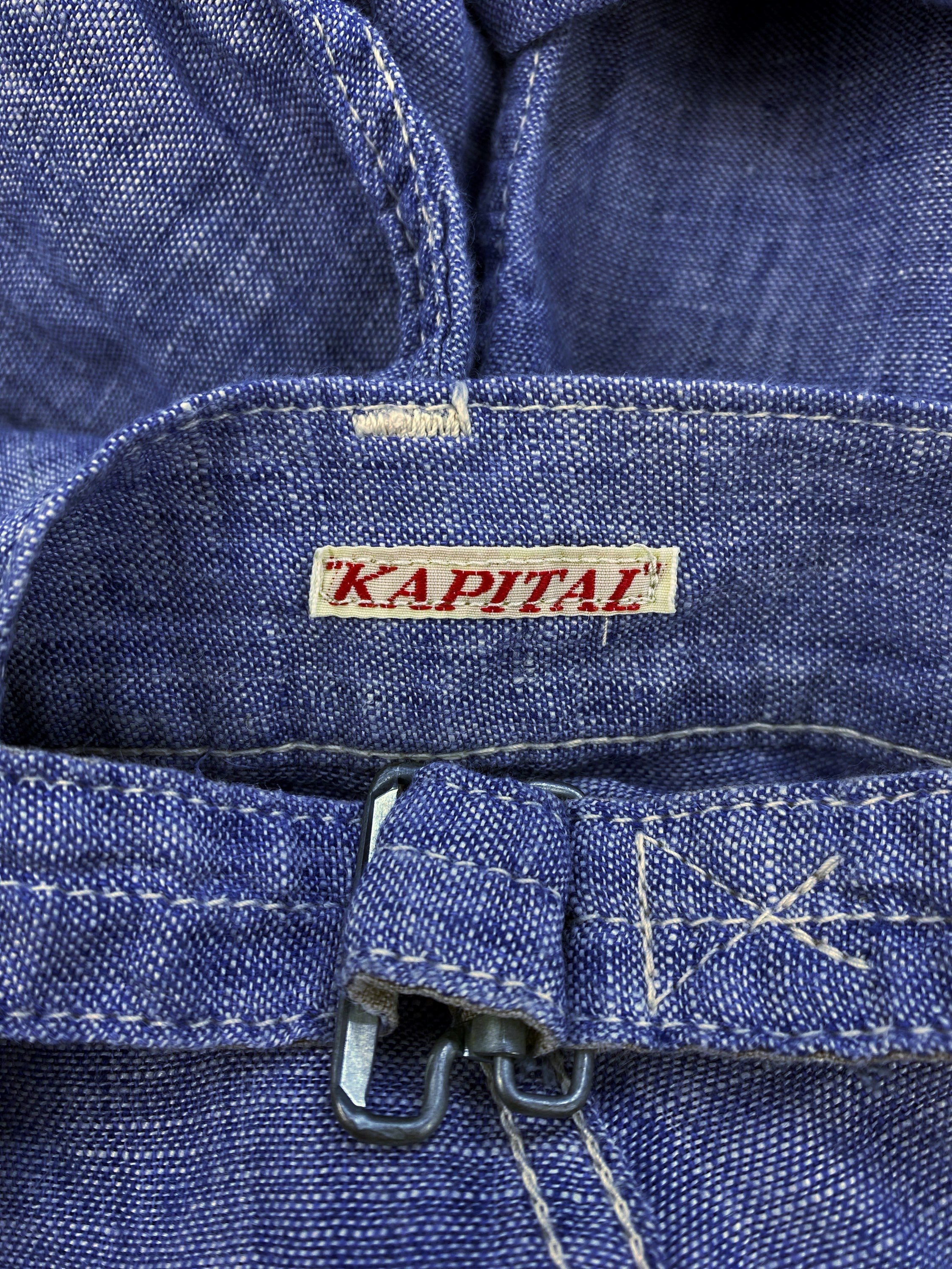 Kapital Navy Blue Linen Light Weight Cargo Pants