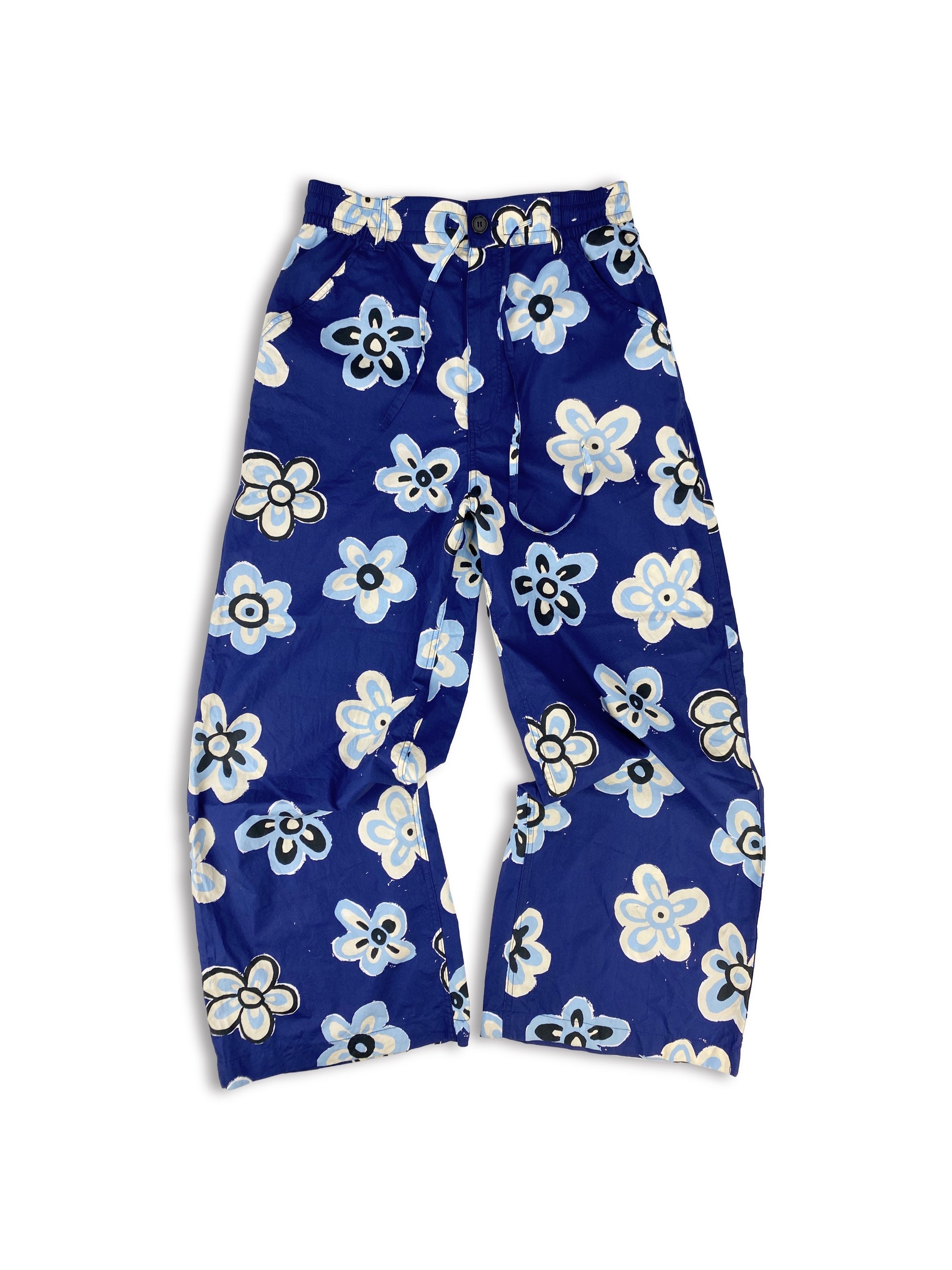 Marni x Uniqlo Floral Print Navy Blue Wide Cut Pants