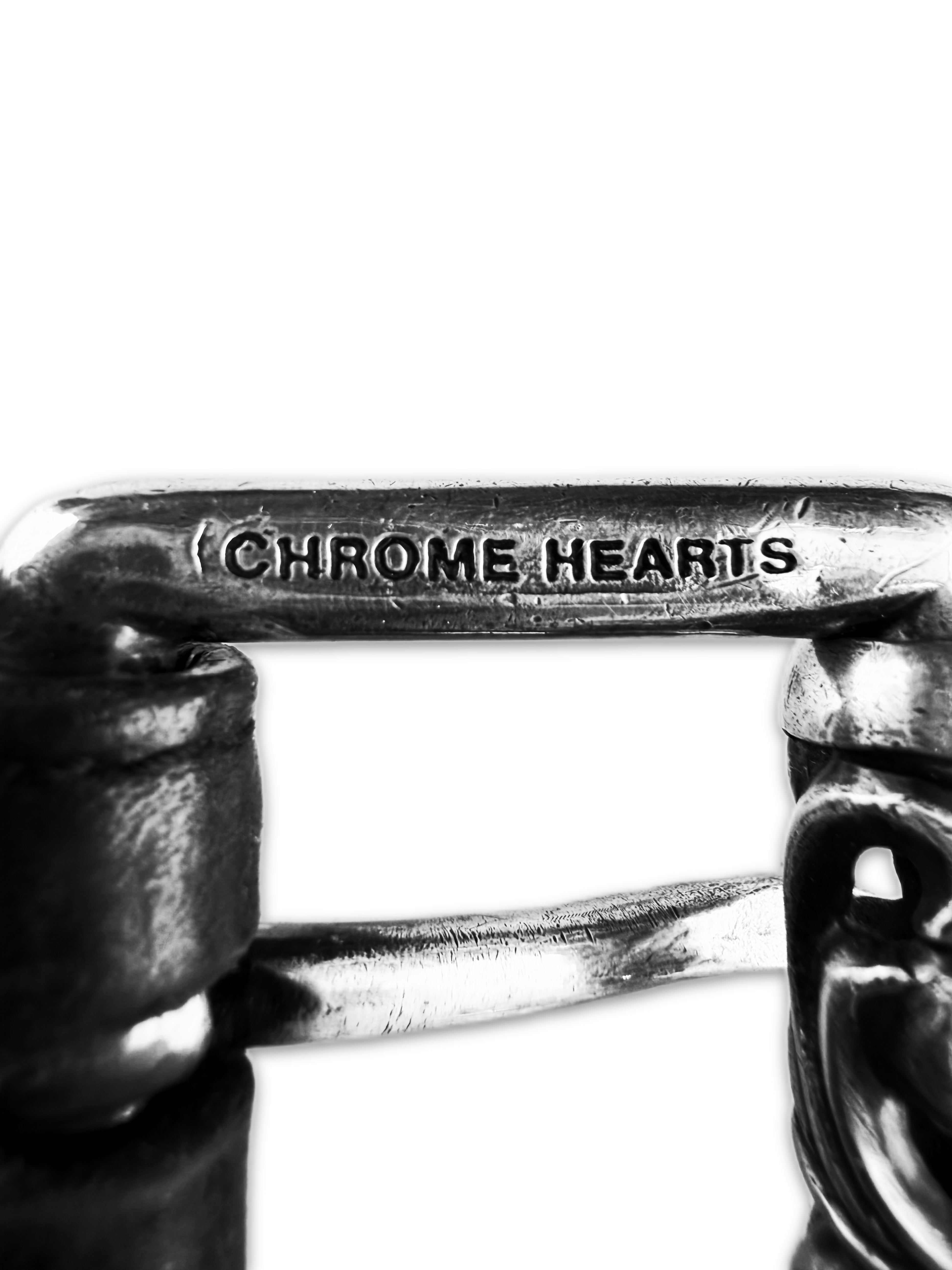 Chrome Hearts Double Roller Studded Eyelet .925 Silver Leather Belt