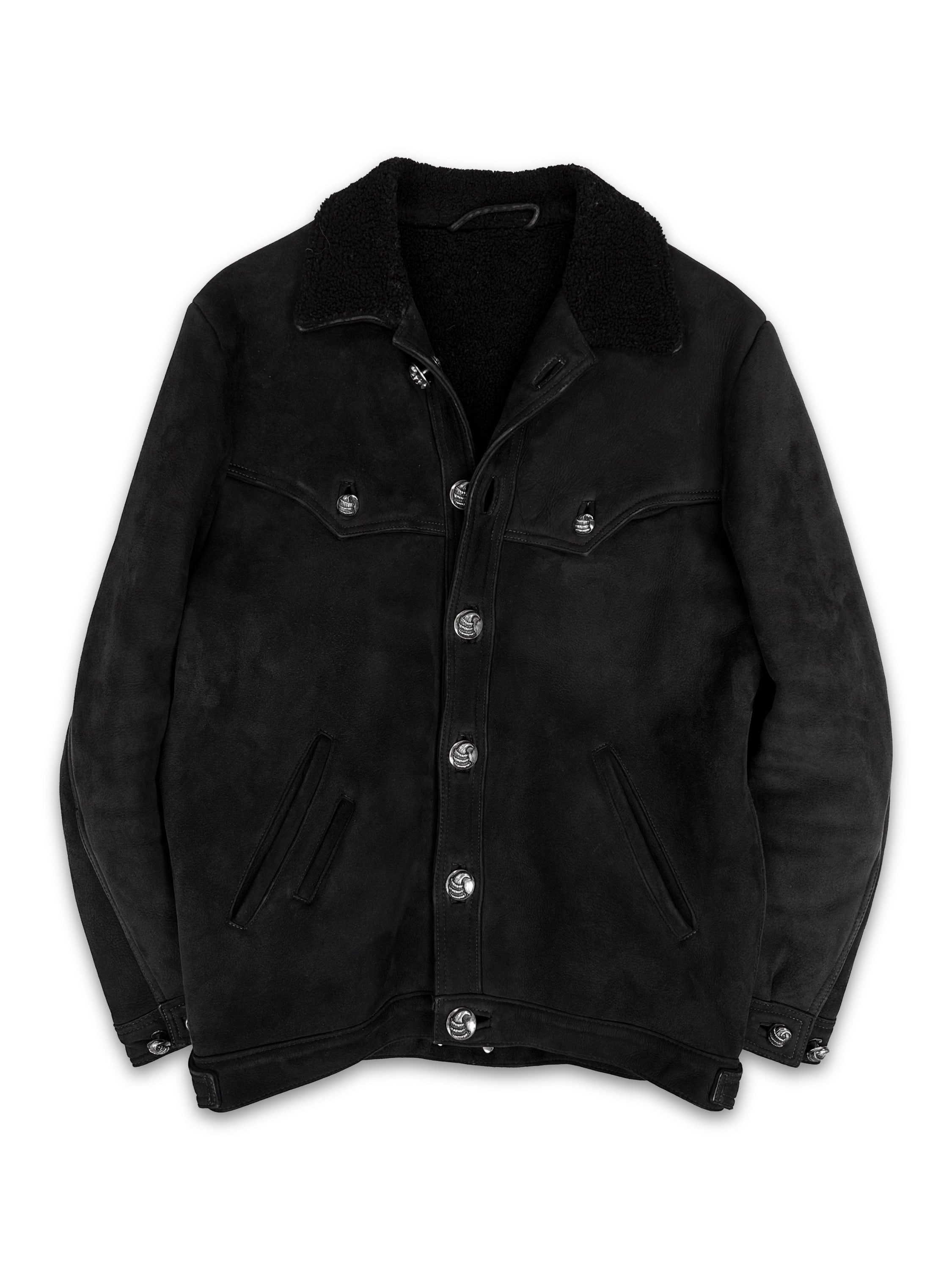 Chrome Hearts ‘Claw’ Button Suede Fleur Shearling Lined Jacket