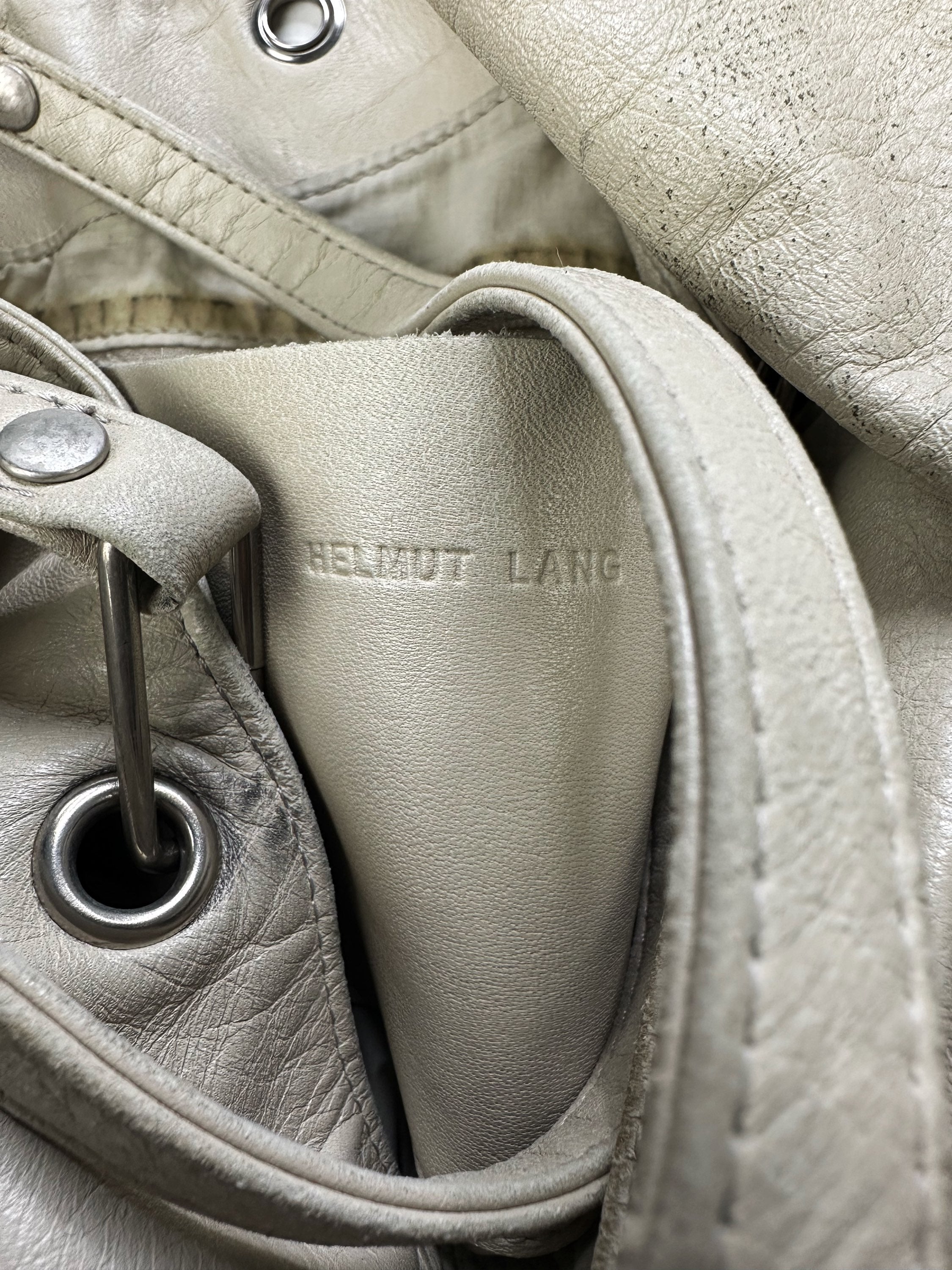 AW99 Helmut Lang White Leather Eyelet Hand Bag