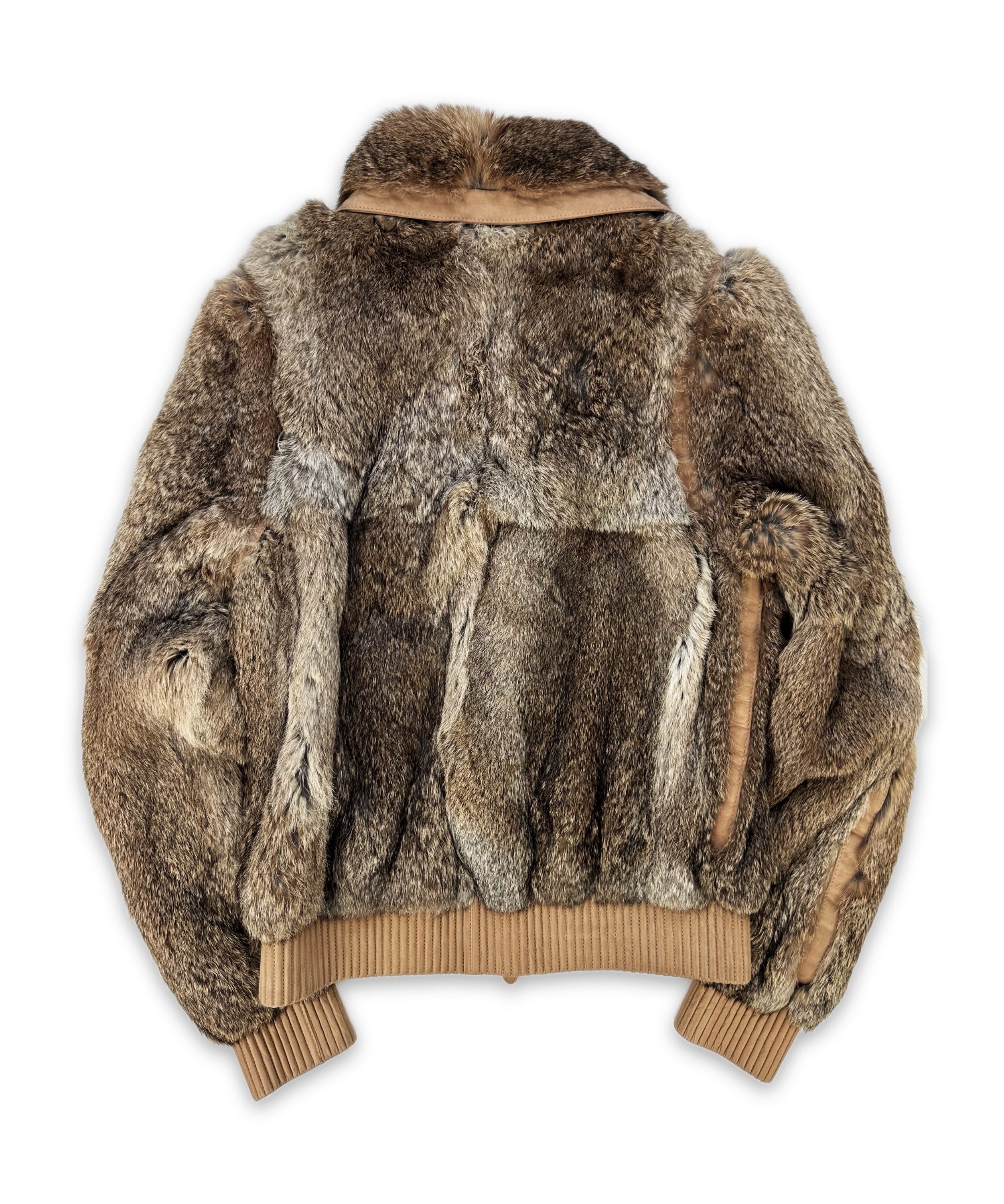 00s Alexander McQueen ‘Rabbit Fur’ Cropped Leather Jacket