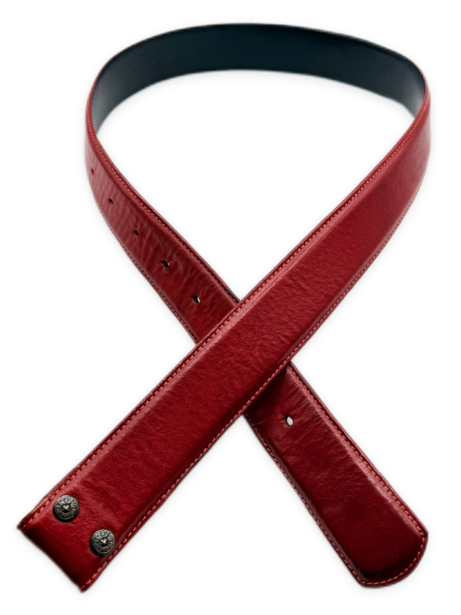 Chrome Hearts Dark Red .925 Silver Leather Belt Strap