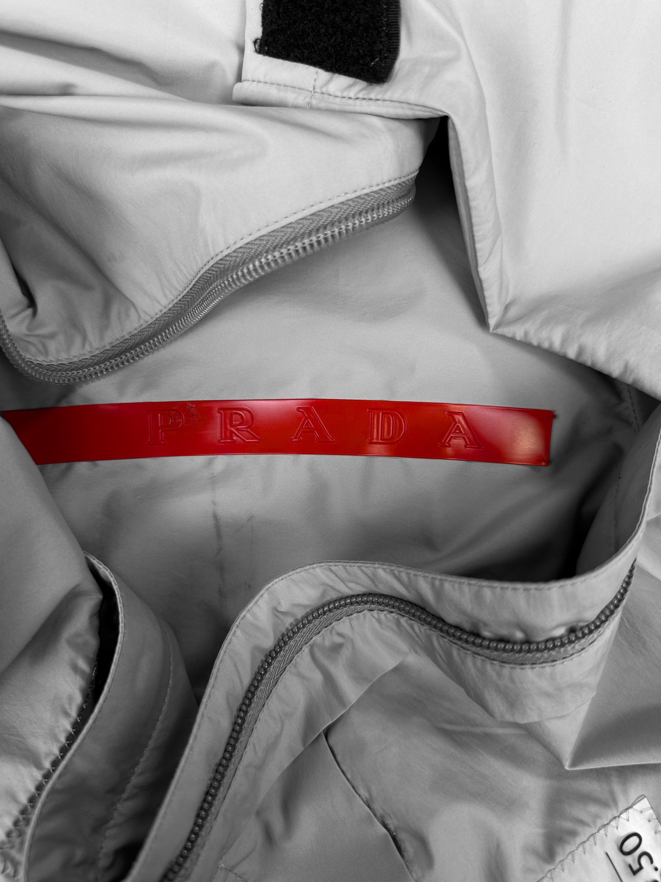 00s Prada Sport ‘Packable’ Linea Rossa Silver Trench Coat