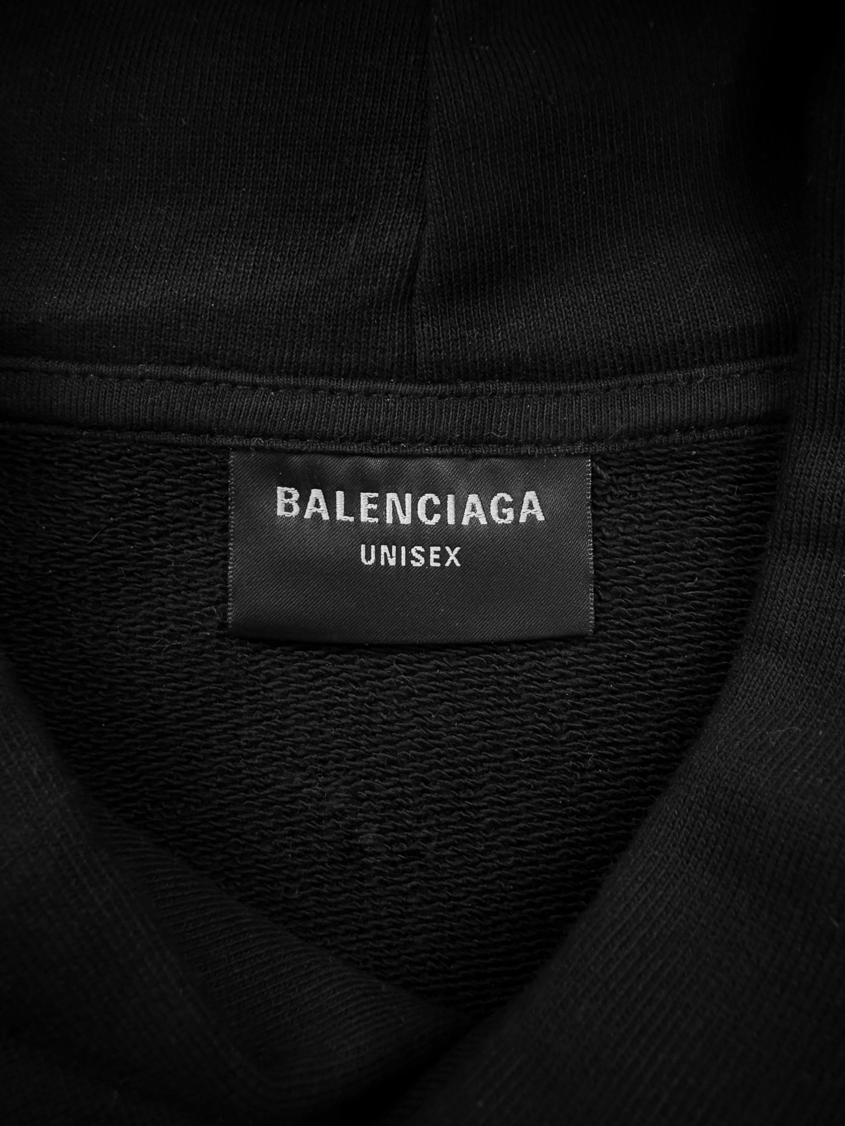 AW23 Balenciaga Collegiate Mirror Logo Black Heavy Weight Hoodie