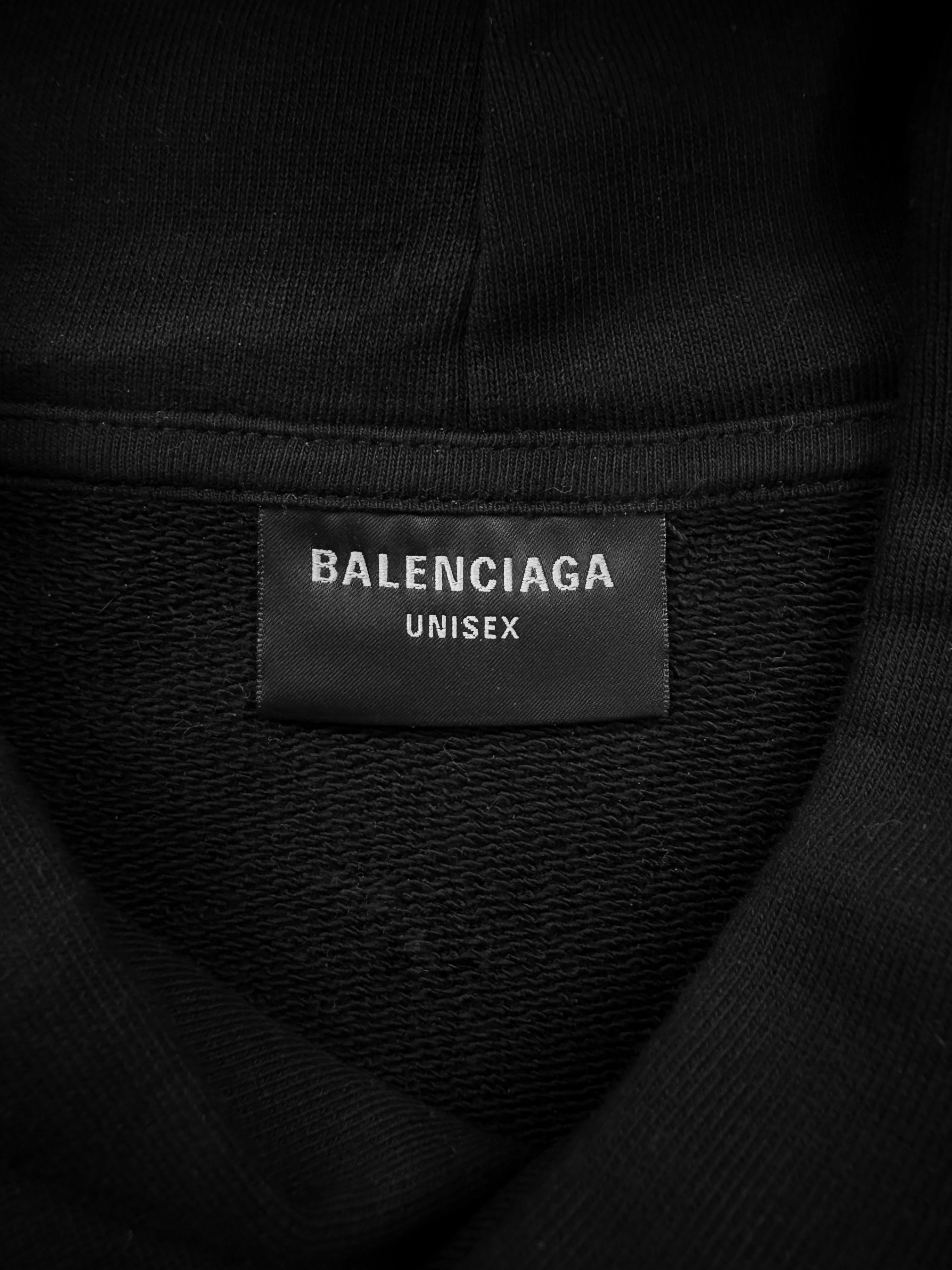 AW23 Balenciaga Collegiate Mirror Logo Black Heavy Weight Hoodie