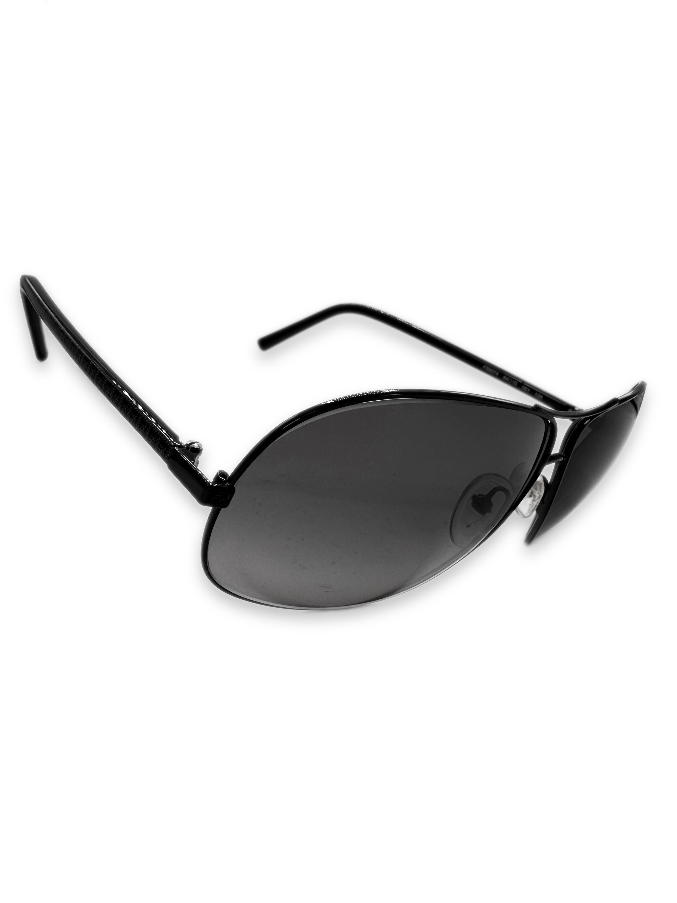 Fendi Monogram Logo Black Aviator Sunglasses