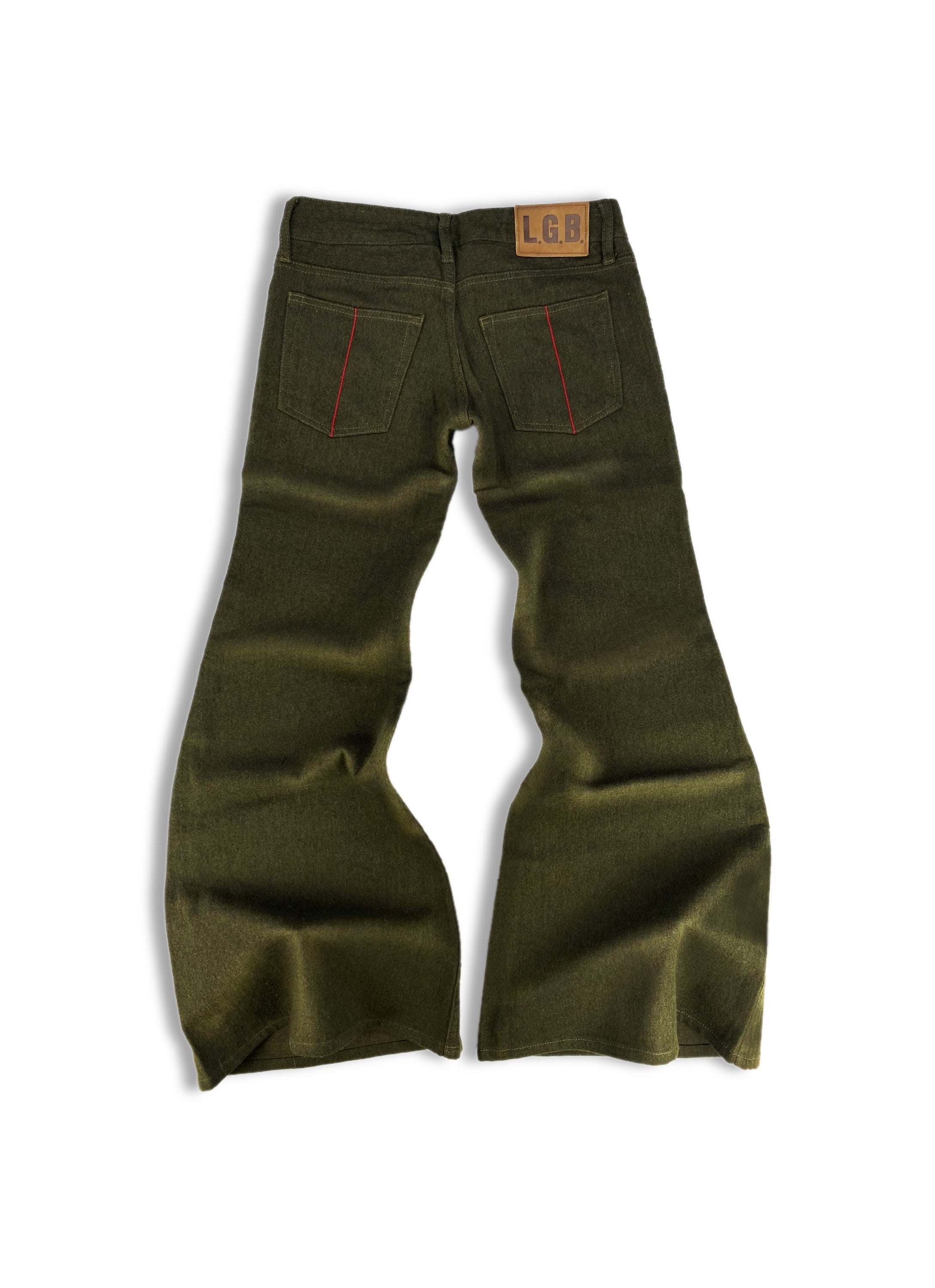 00s Le Grande Bleu (L.G.B) ‘Flared’ Cut Moss Green Trousers