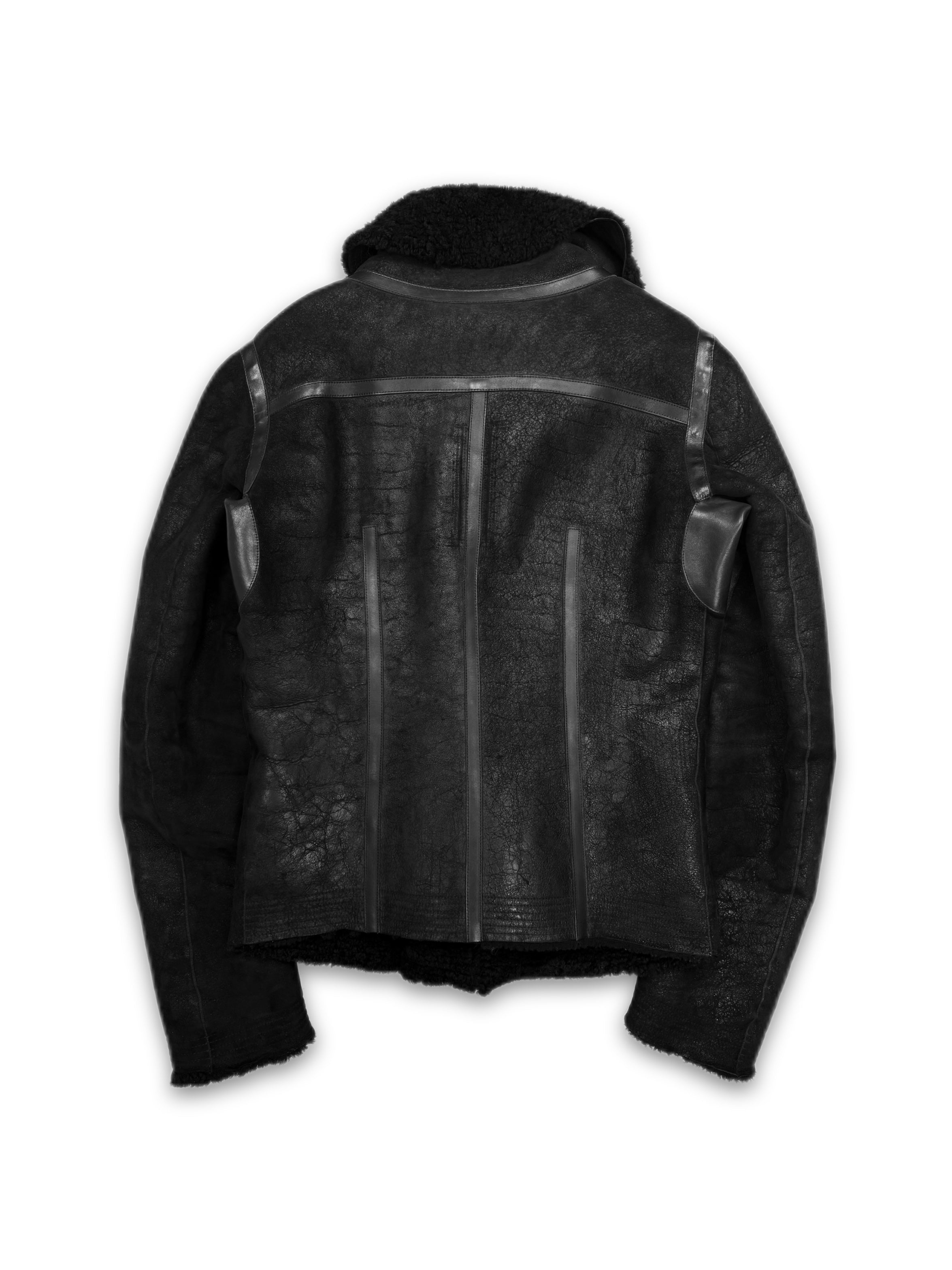 AW17 Rick Owens ‘Glitter’ Geo Shearling Leather Jacket