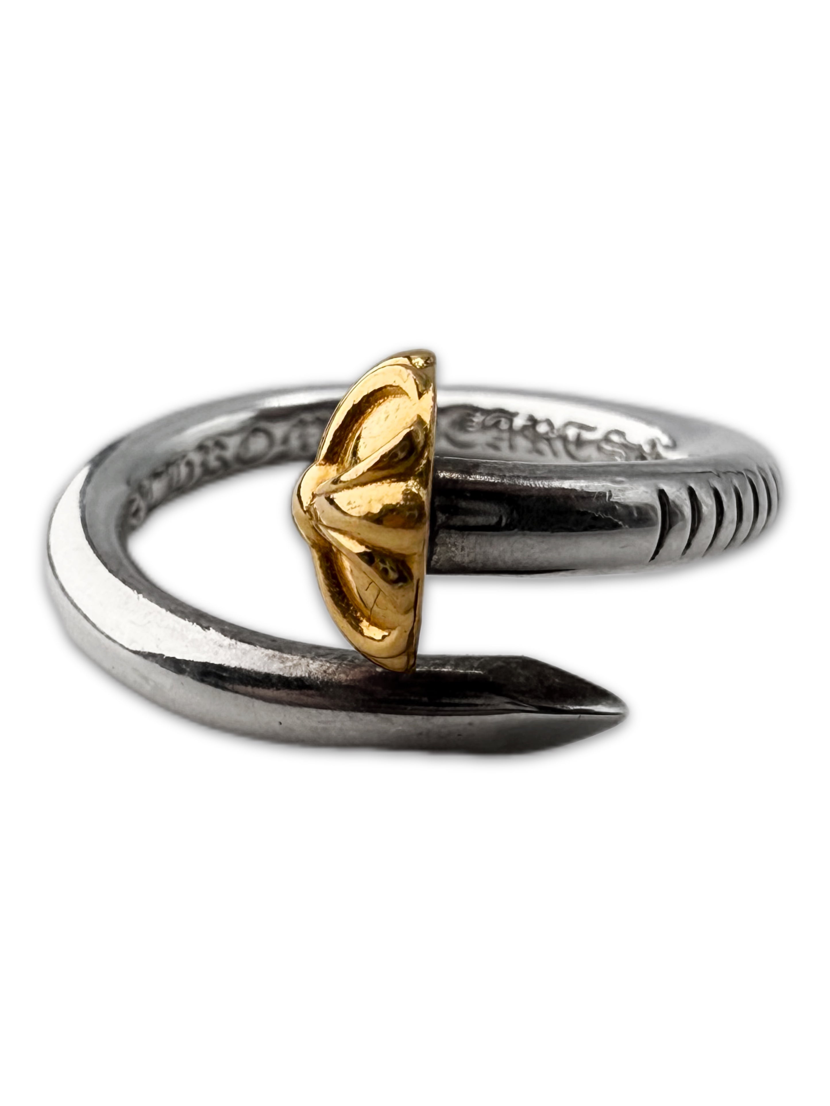 Chrome Hearts 22K Gold ‘Nail’ Silver Cross Ring