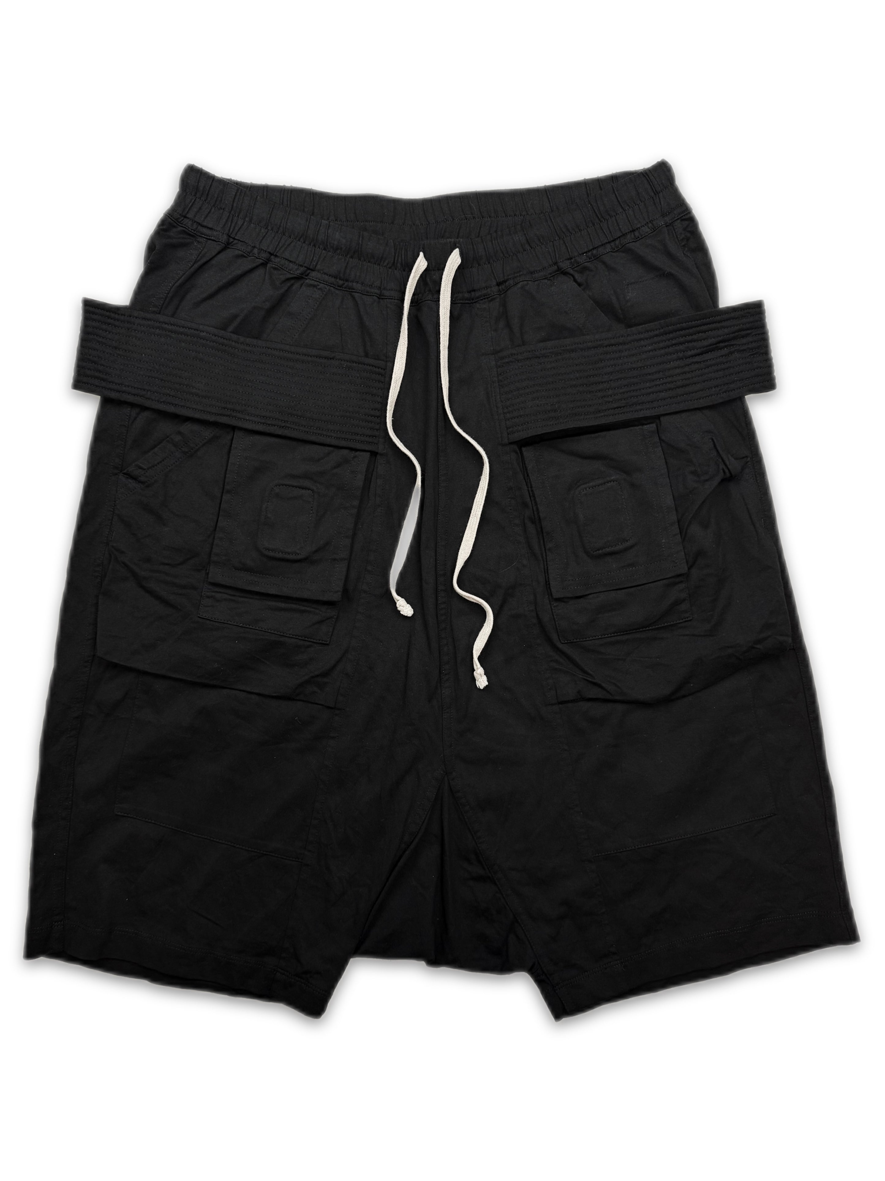 Rick Owens ‘Creatch’ Cargo Black Drop Crotch Shorts