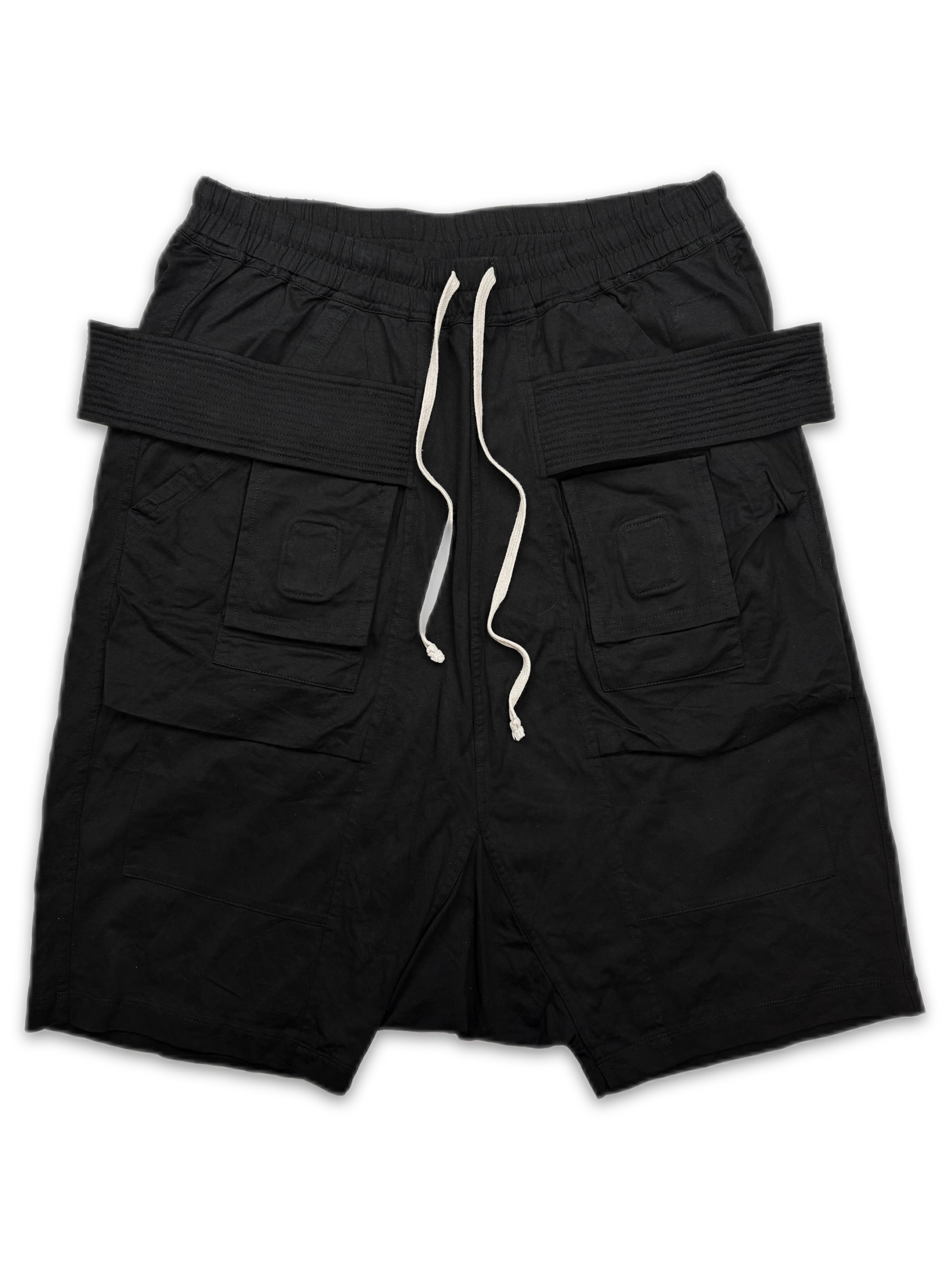 Rick Owens ‘Creatch’ Cargo Black Drop Crotch Shorts
