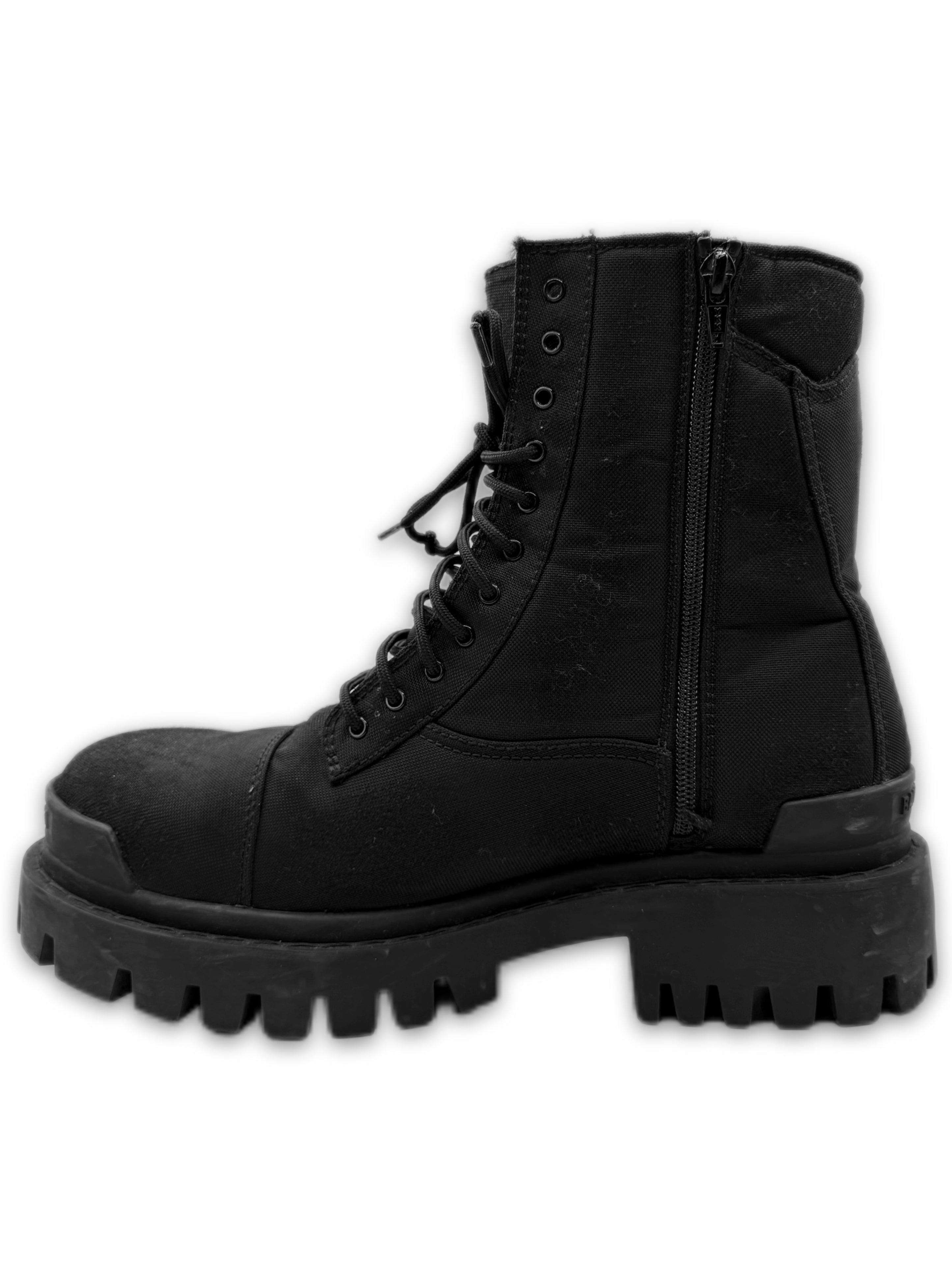 Balenciaga Canvas ‘Strike’ Black Hi-top Combat Boots